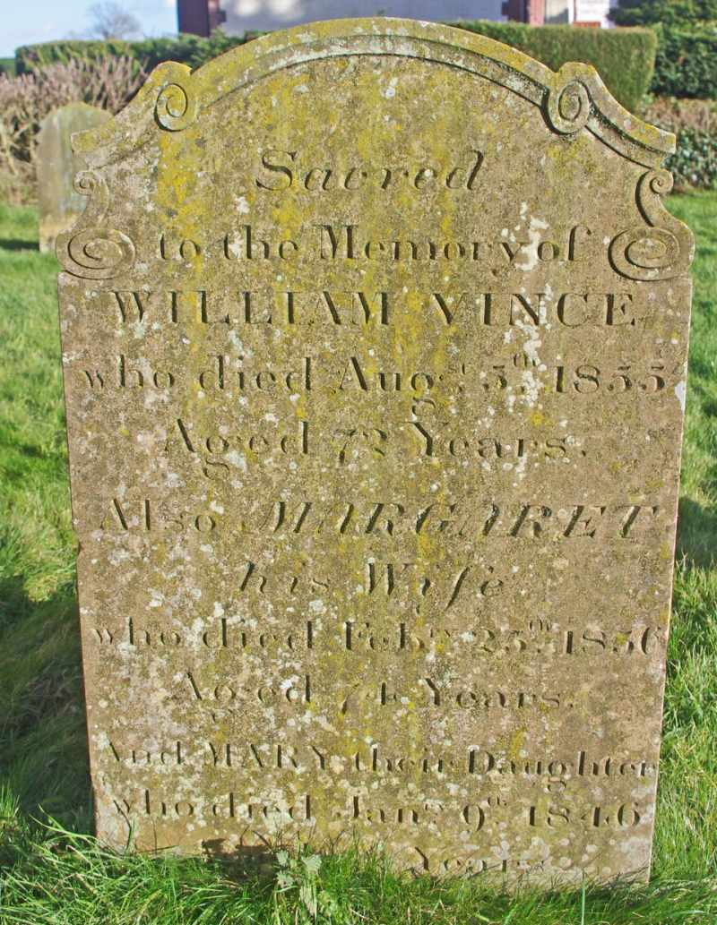 Headstone for William, Margaret & Mary Vince
