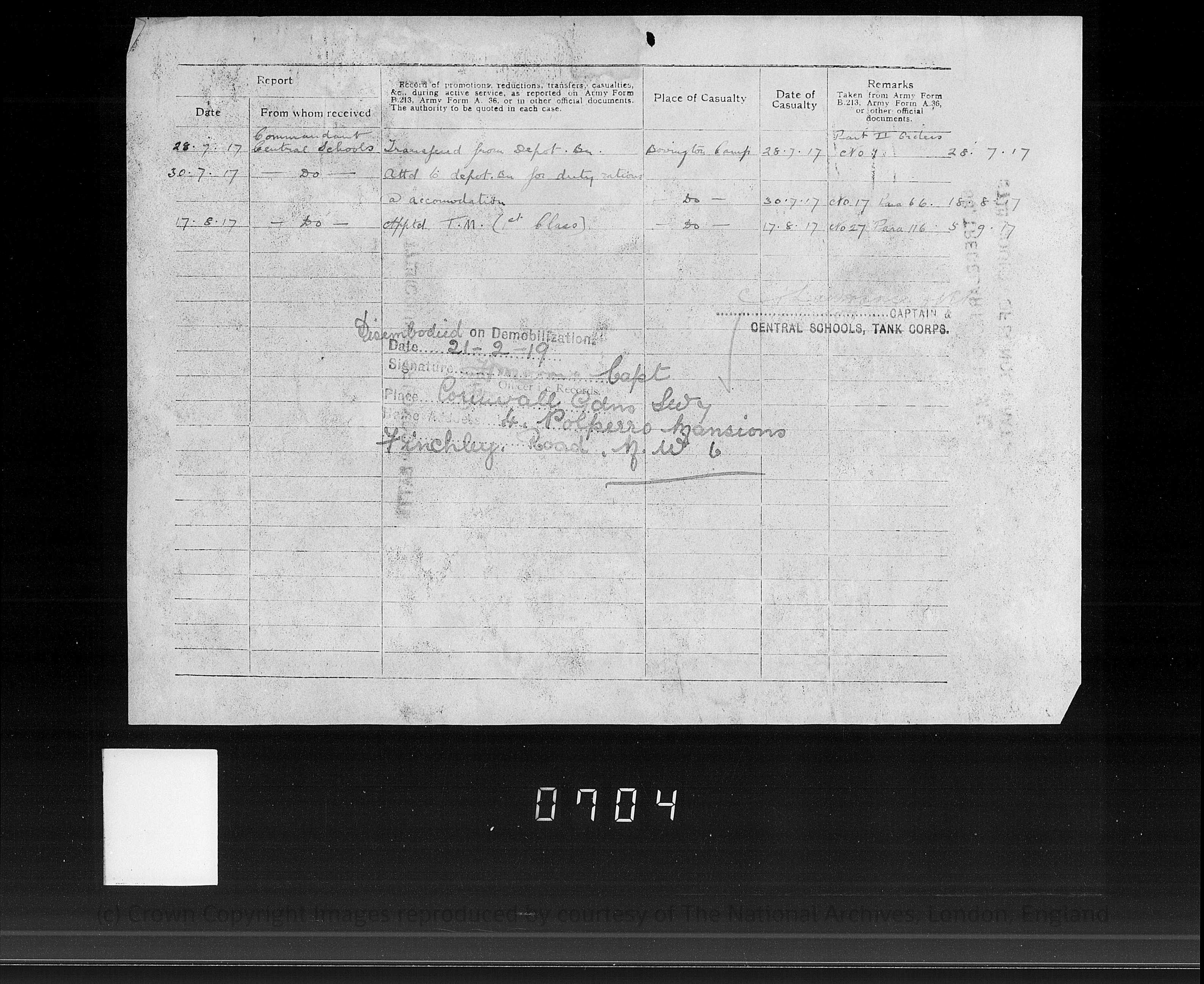 00706: trensfers & demobilisation