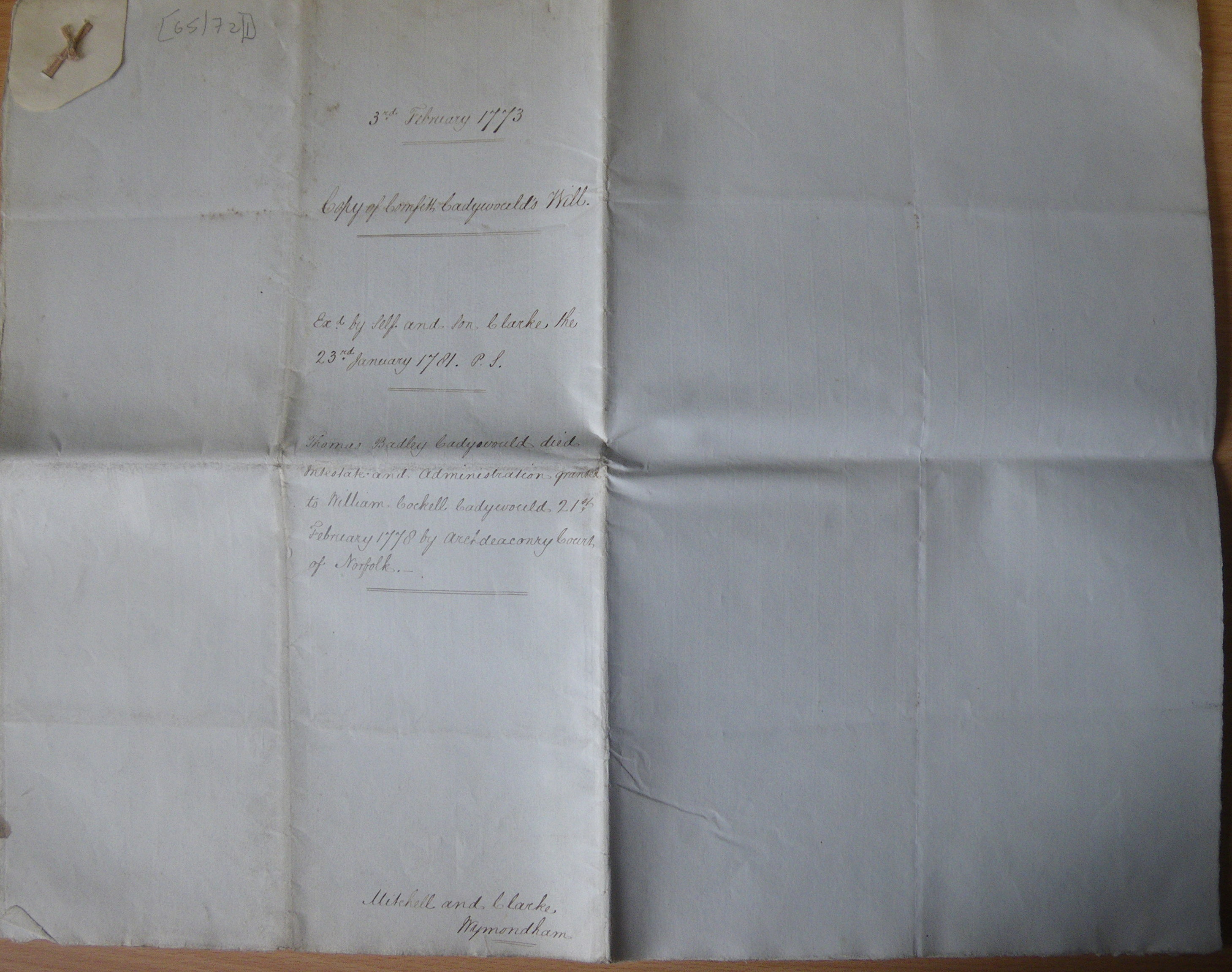 Comfitt's will (cover)