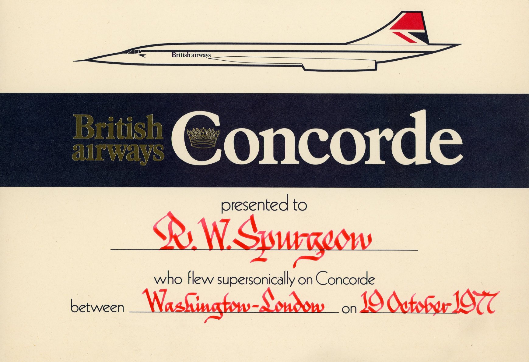 Concorde flight: Washington to London (19 October 1977)
