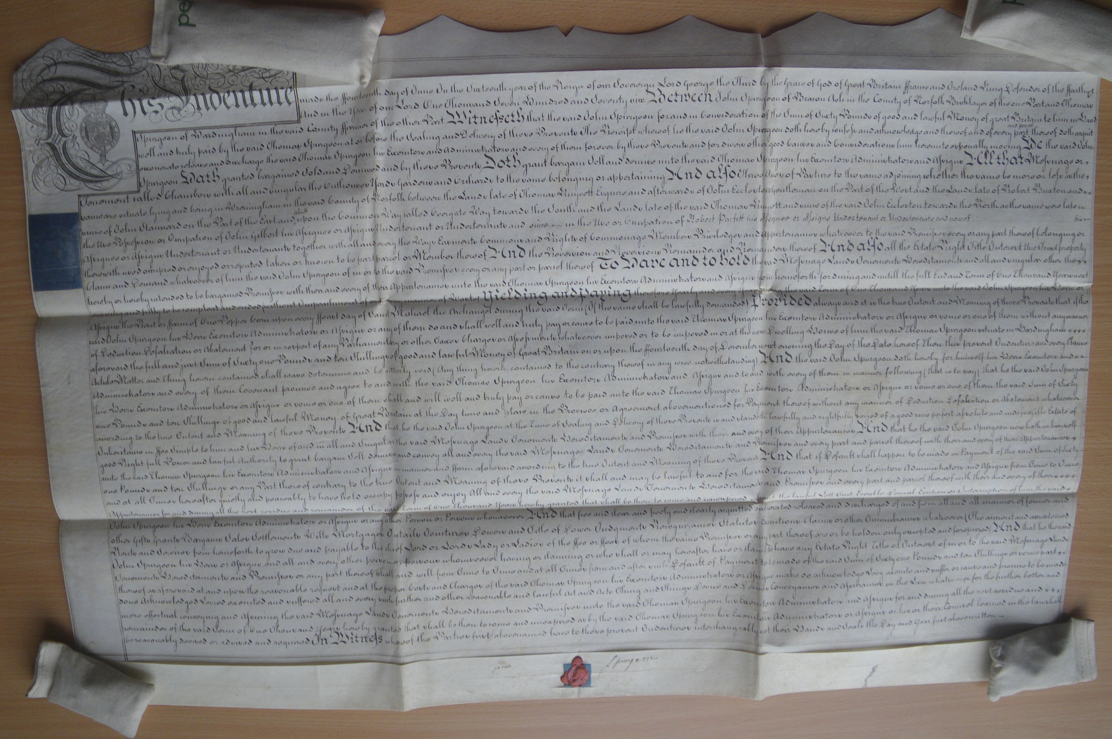 Mortgage from John to his son Thomas (page 1)