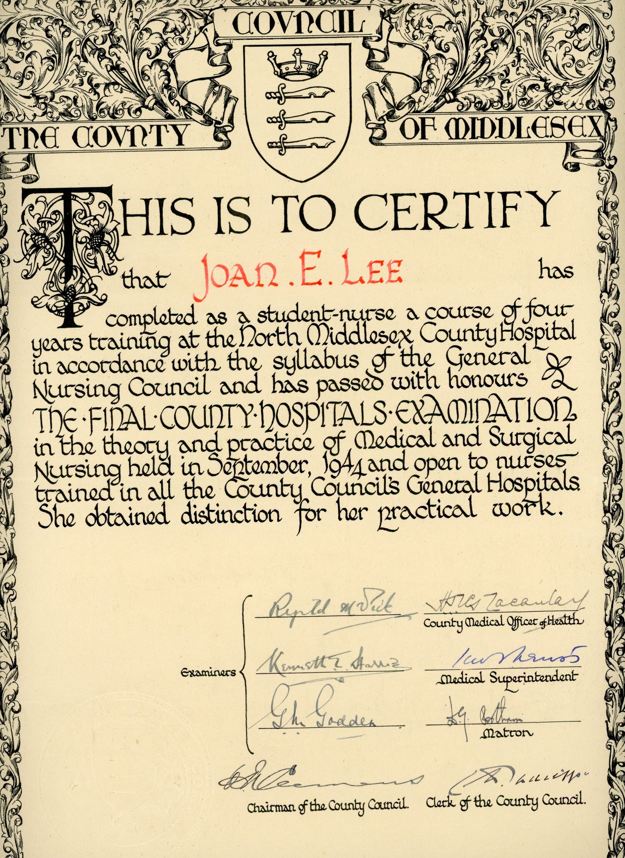 North Middlesex County Hospital: Medical & Surgical Nursing (September 1944)