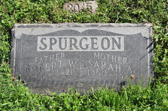 Sarah & Robert Spurgeon's gravestone at Mountain View Cemetery, Oakland, Alameda County, California, USA