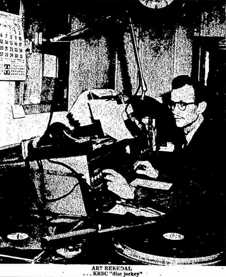 Art Rekedal, disc jockey for KRBC, 1953