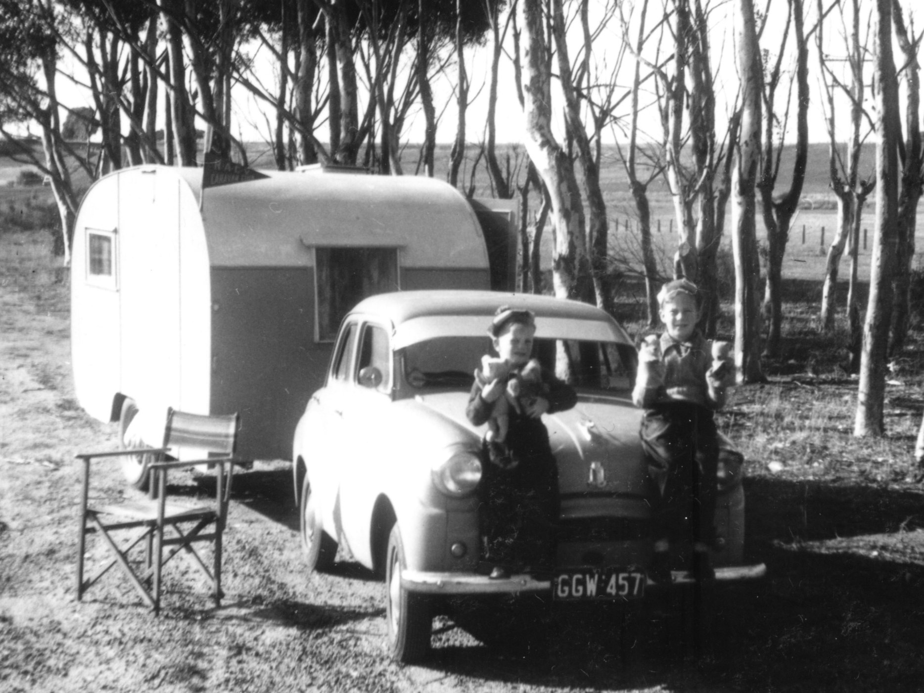 Graham & Paul with our first car & caravan