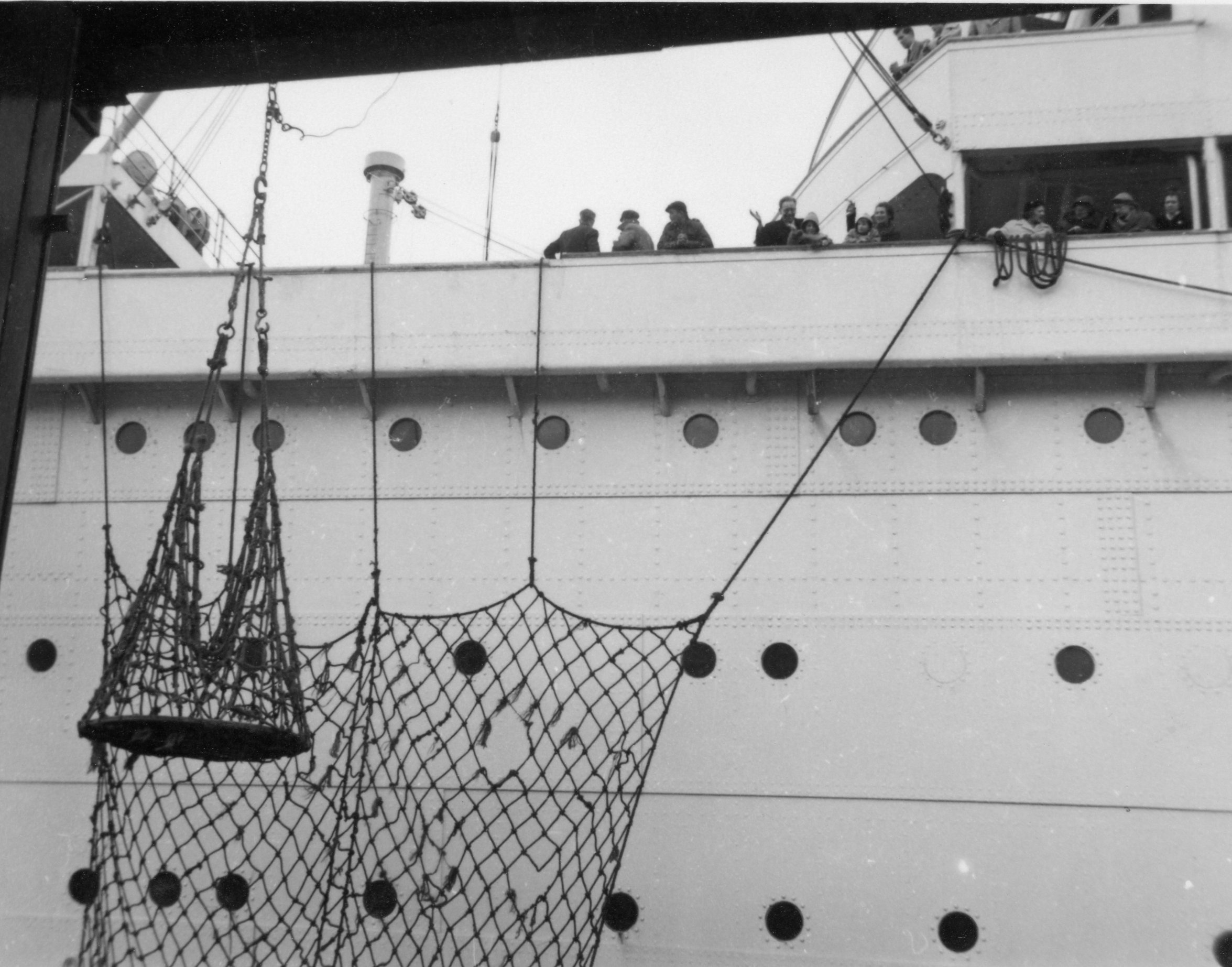 Leaving Southampton (Roy, Joan, Paul & Graham waving farewell)