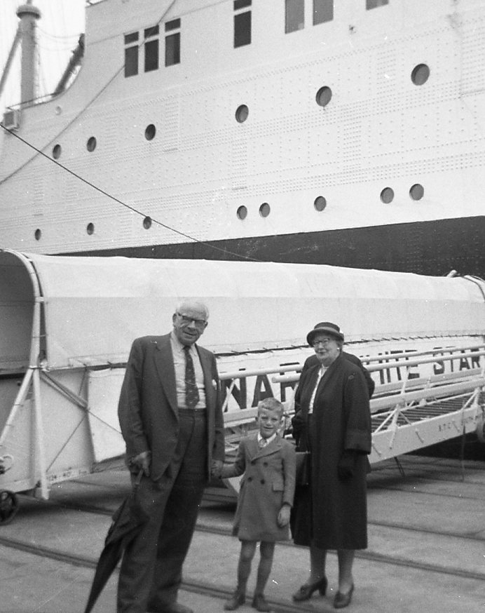 Arrival at Southampton: Graham with Grandma & Grandpa (Walter & Nellie Spurgeon)