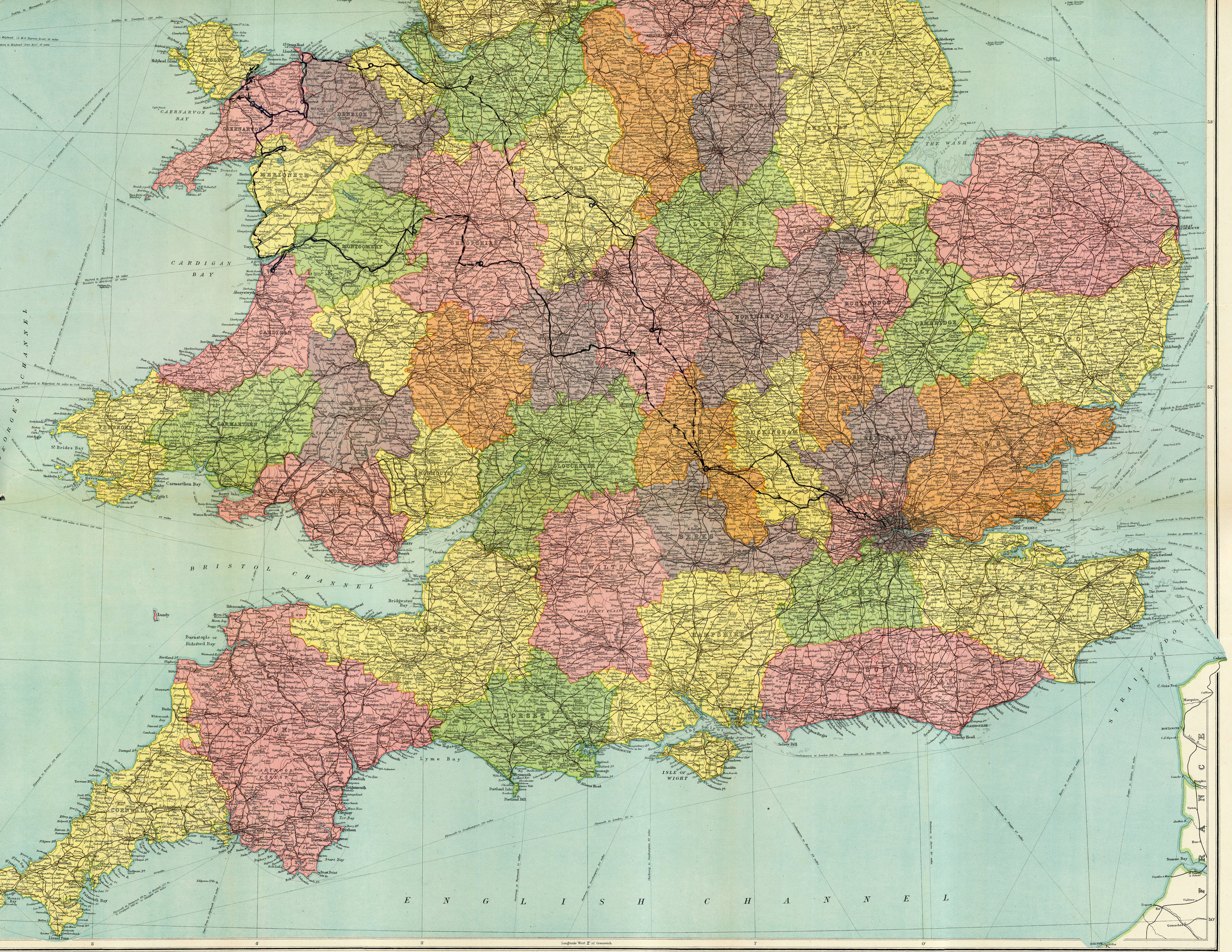Bartholomew tenth inch route map, medium resolution, 5M