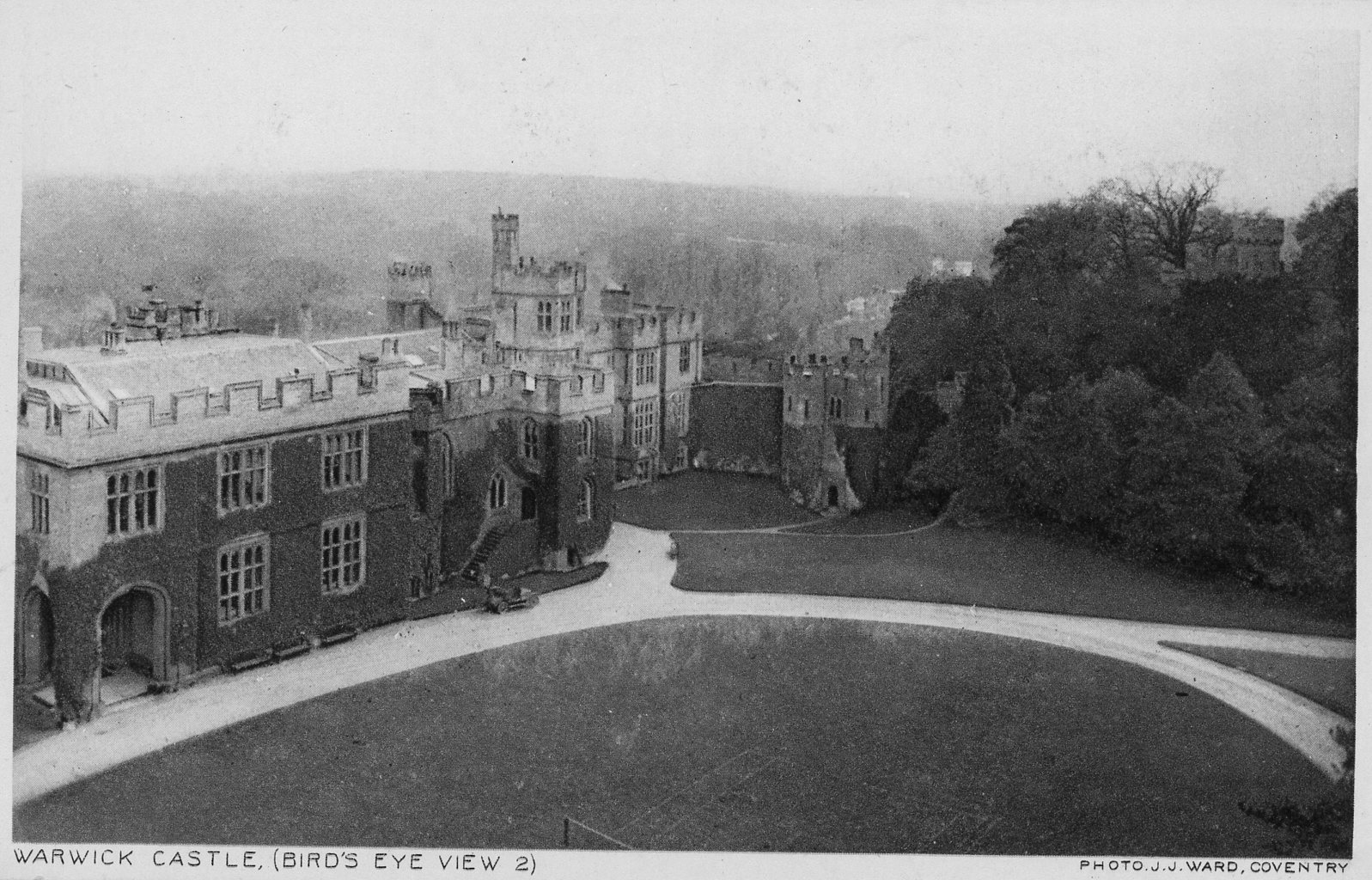 Warwick Castle, birds eye view (J.J.Ward, Coventry)