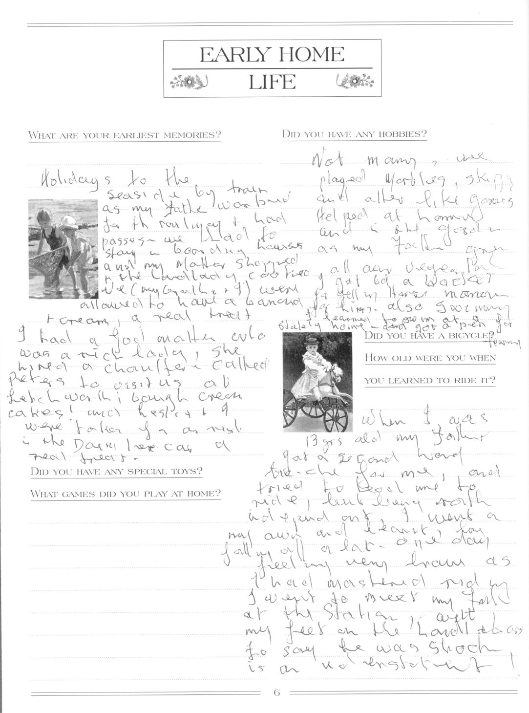 Early Home Life (part 2)