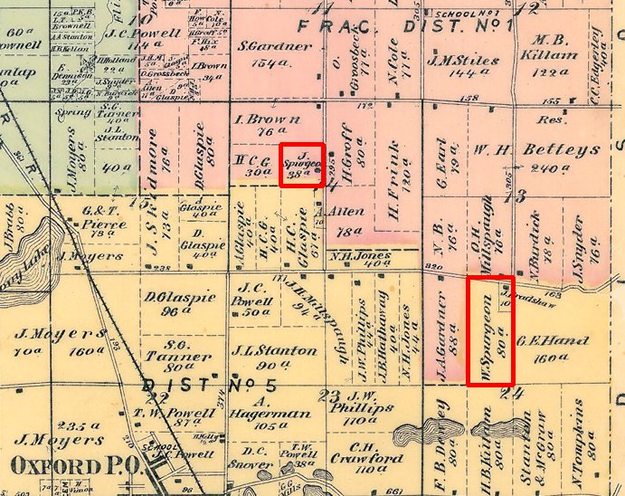 John & William Spurgeon's plots in Oxford, Oakland County, Michigan, 1872