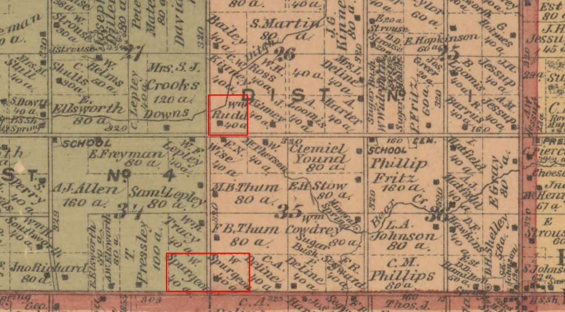 William Spurgeon & William Rudd's plots in Newark, Gratiot County, Michigan 1876
