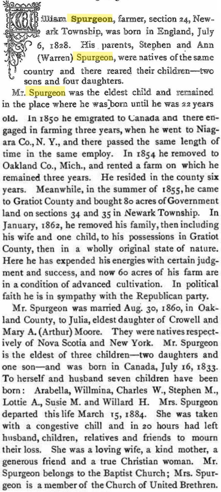 Extract from "Portrait and biographical album of Gratiot County, Michigan", 1884