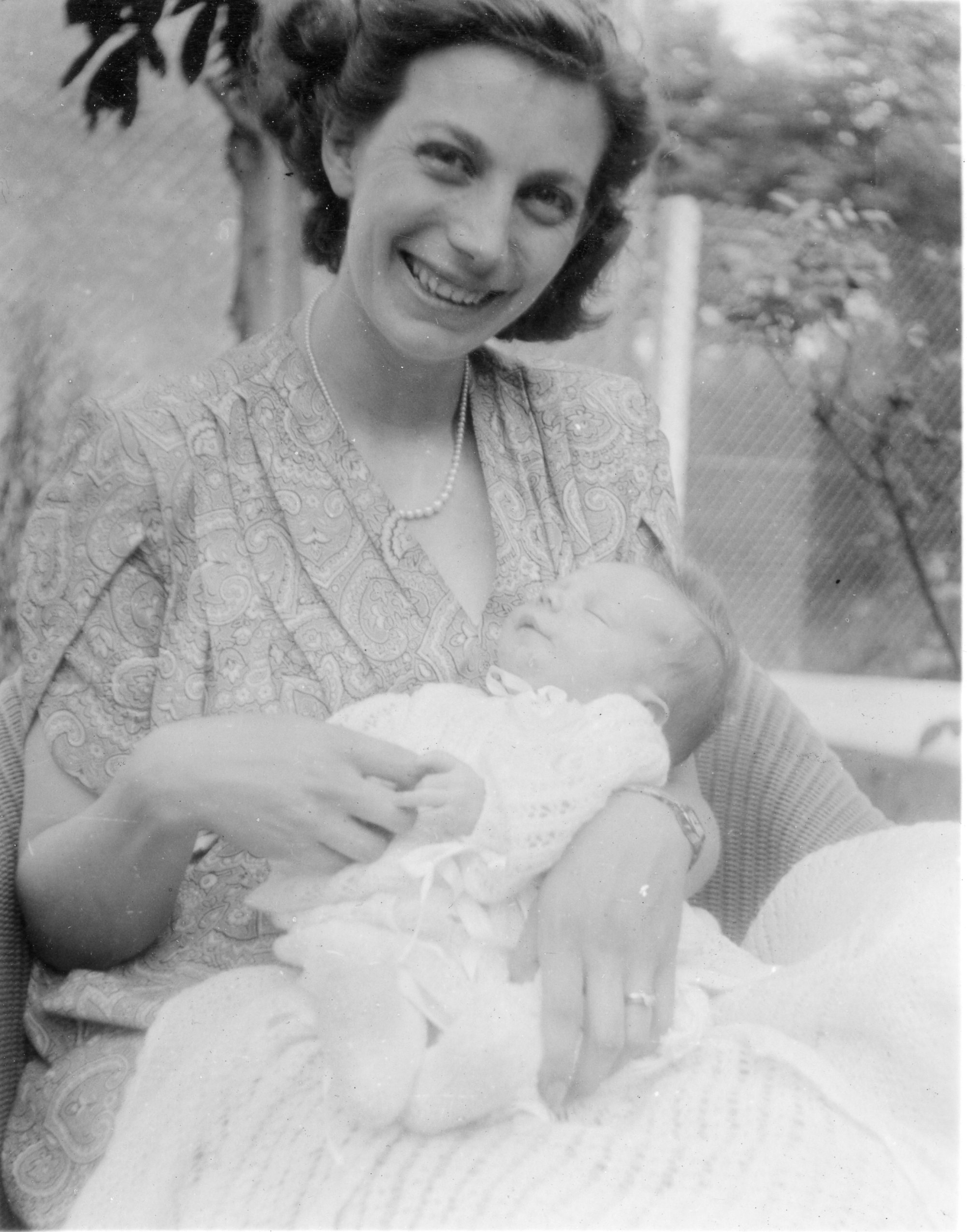 Baby Paul 3 weeks old with his proud mother in the garden