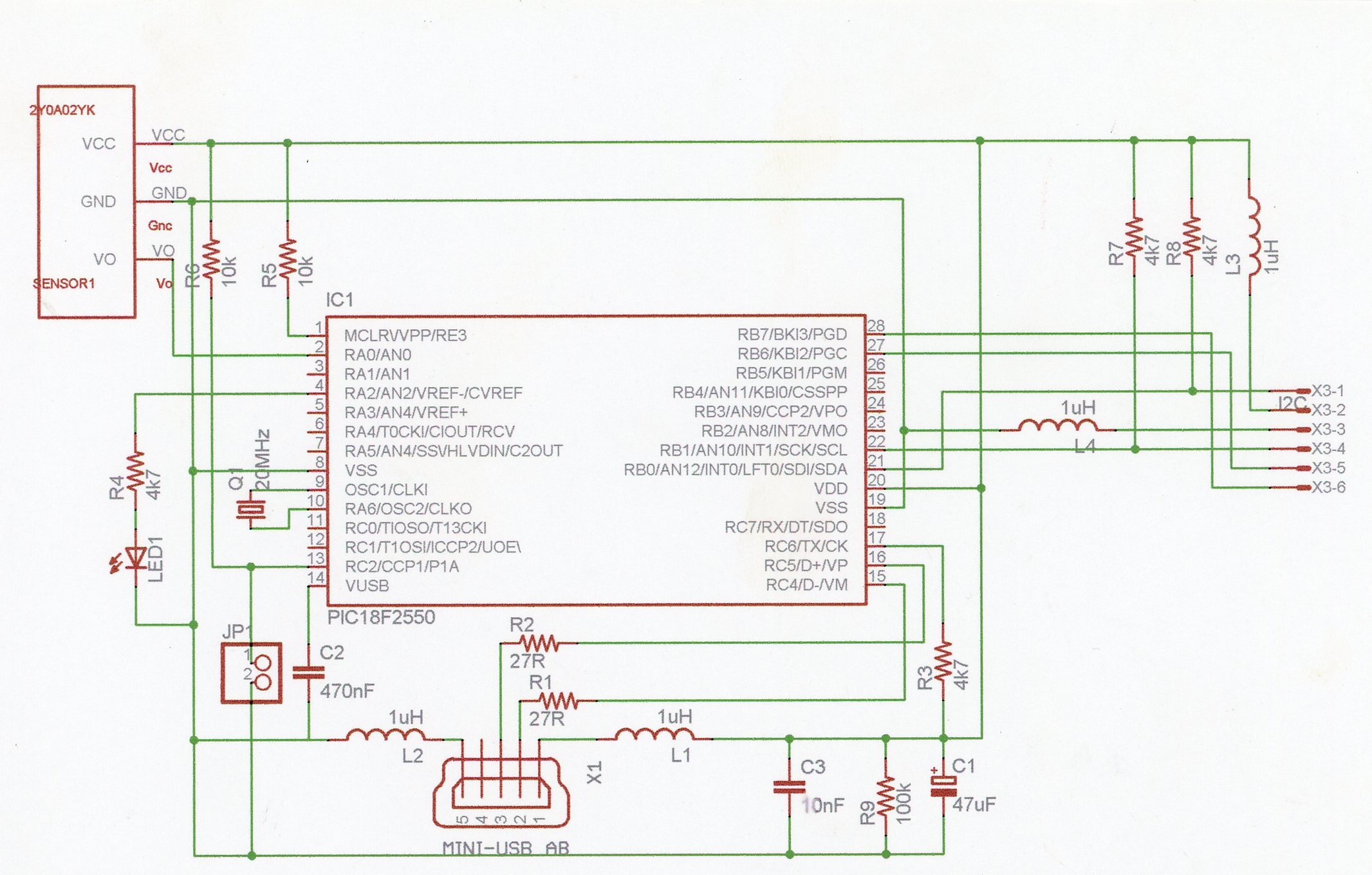IR sensor circuit, with USB & I2C interfaces