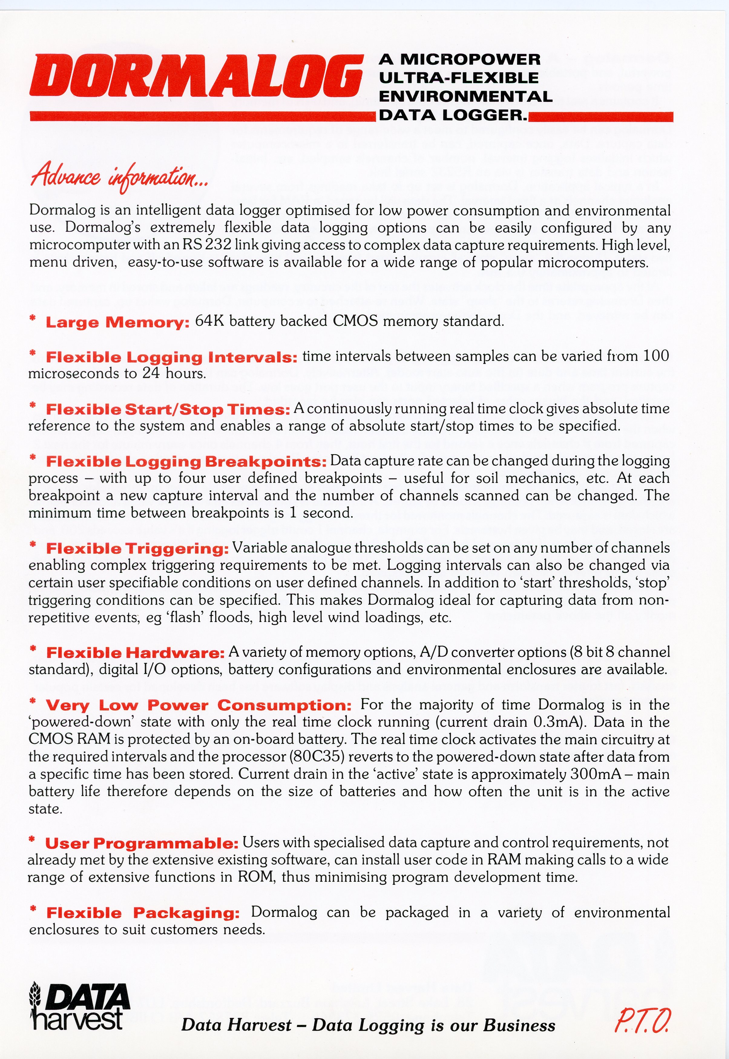 Dormalog brochure from Data Harvest, page 1