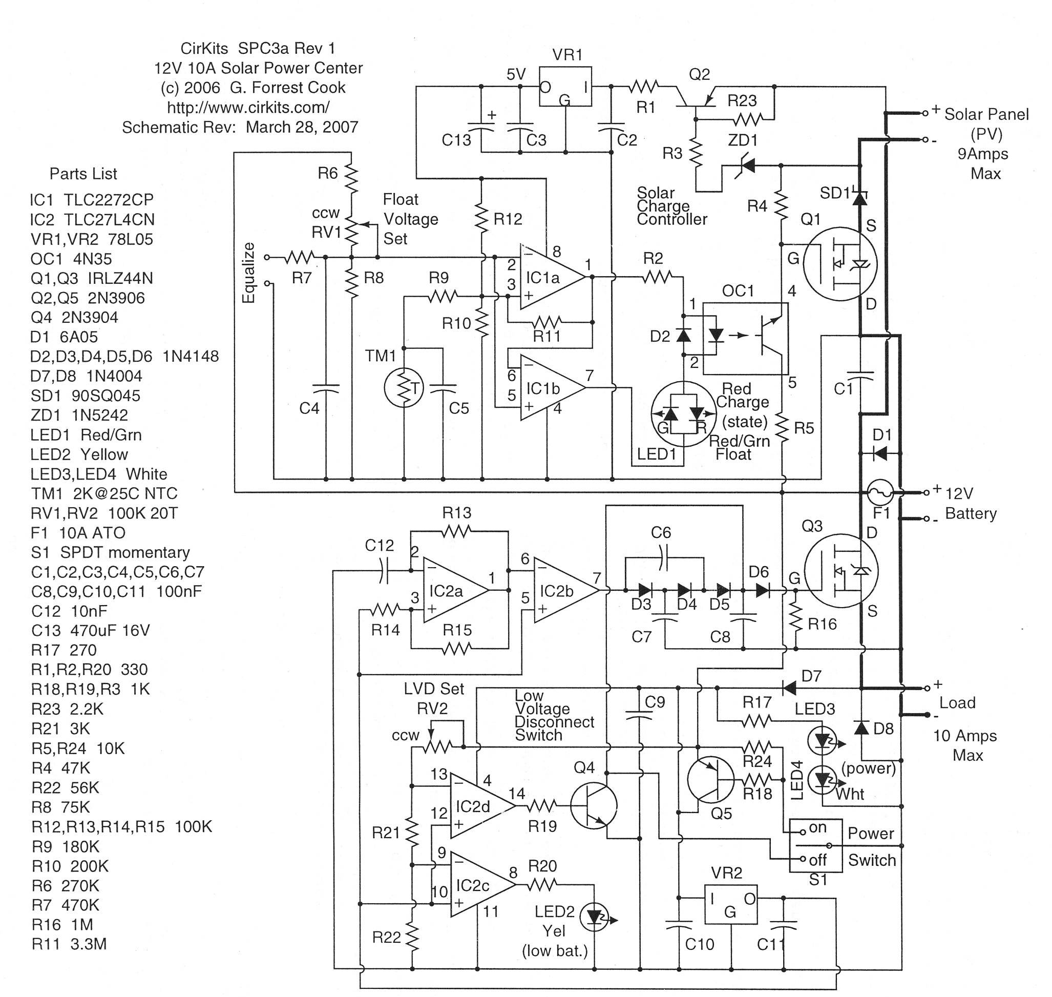 CirKits solar power centre (SPC3a) circuit
