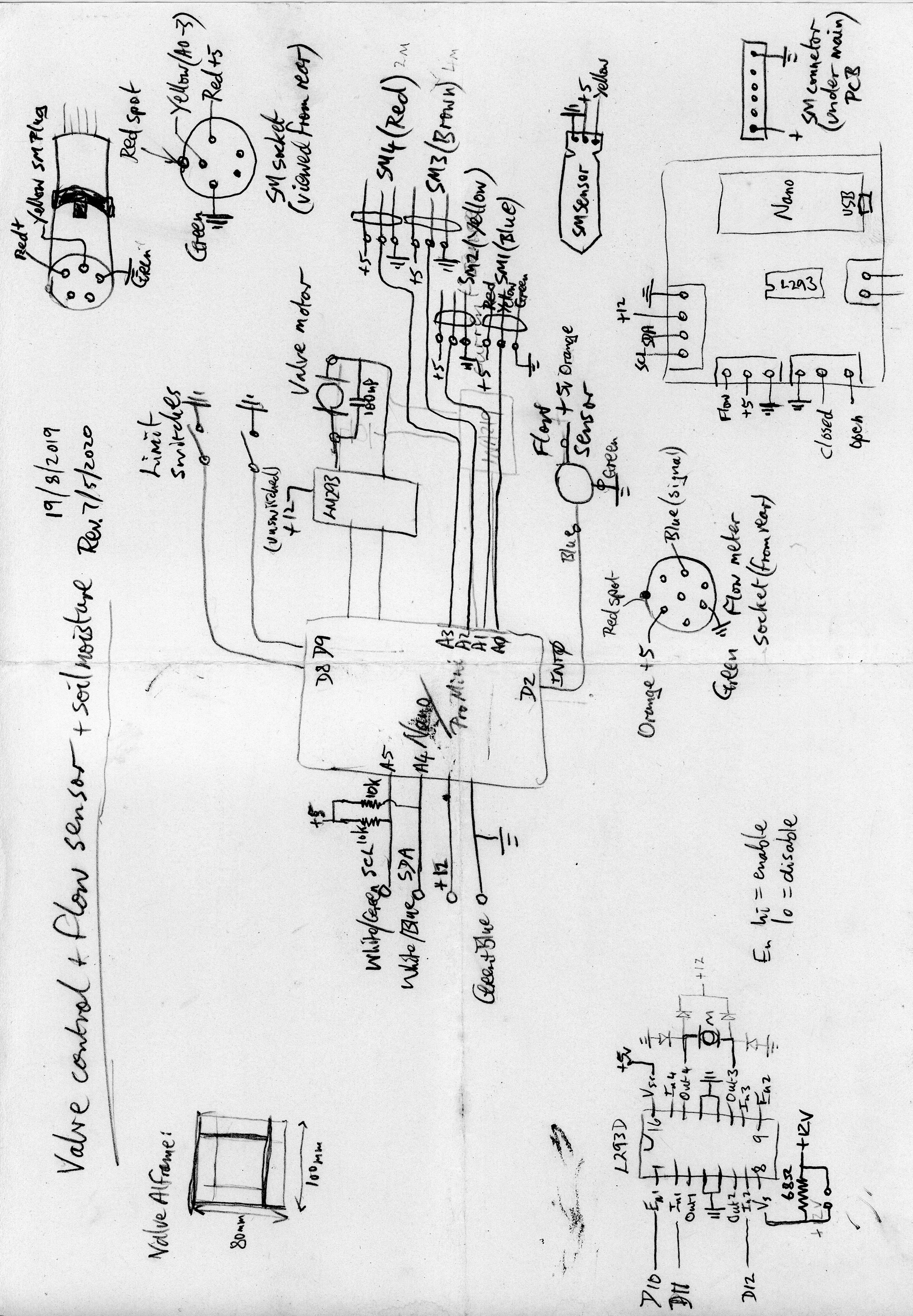 Valve control, water flow & soil moisture controller circuit (07/05/2020)