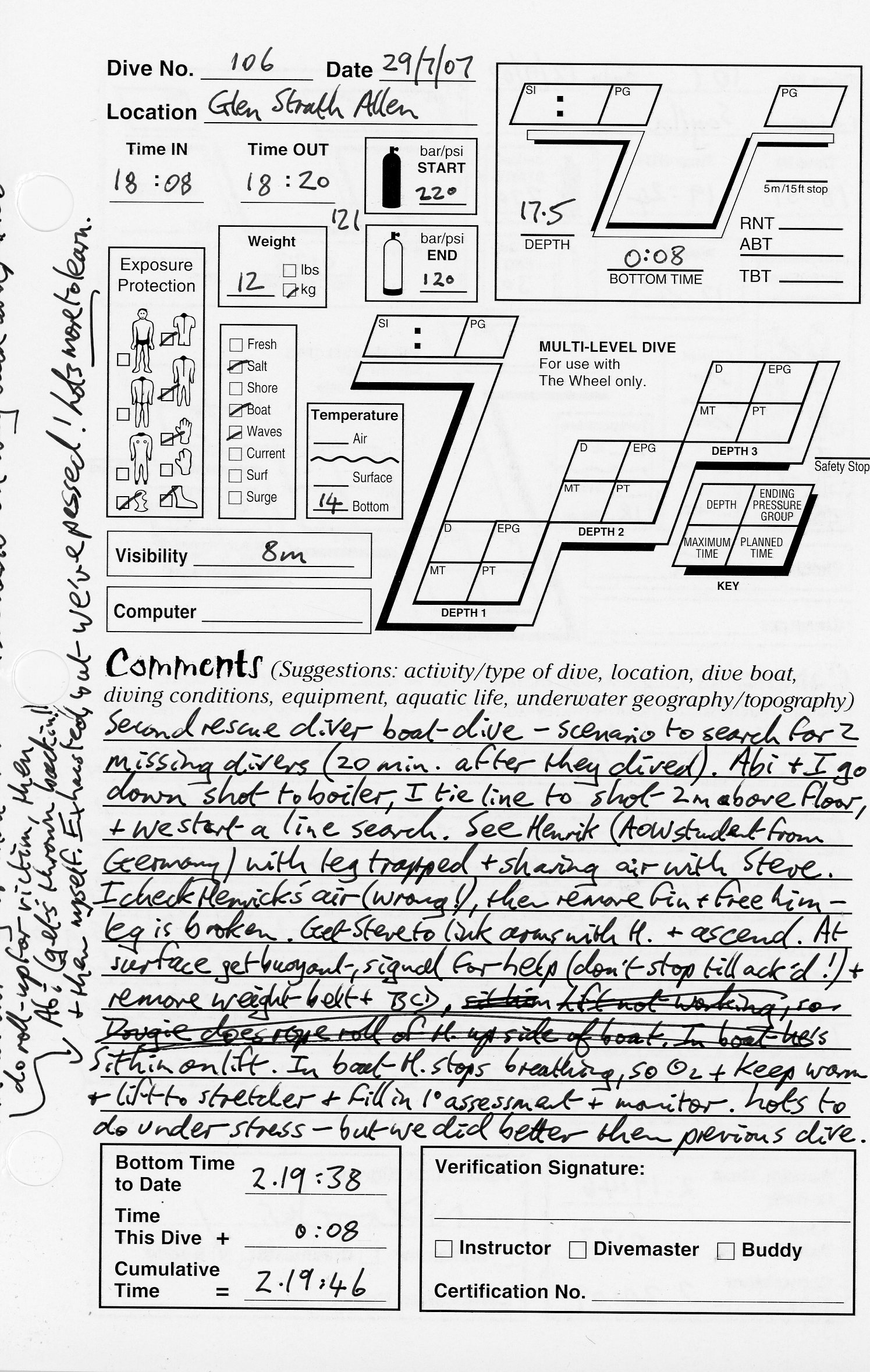 Dive 106 log