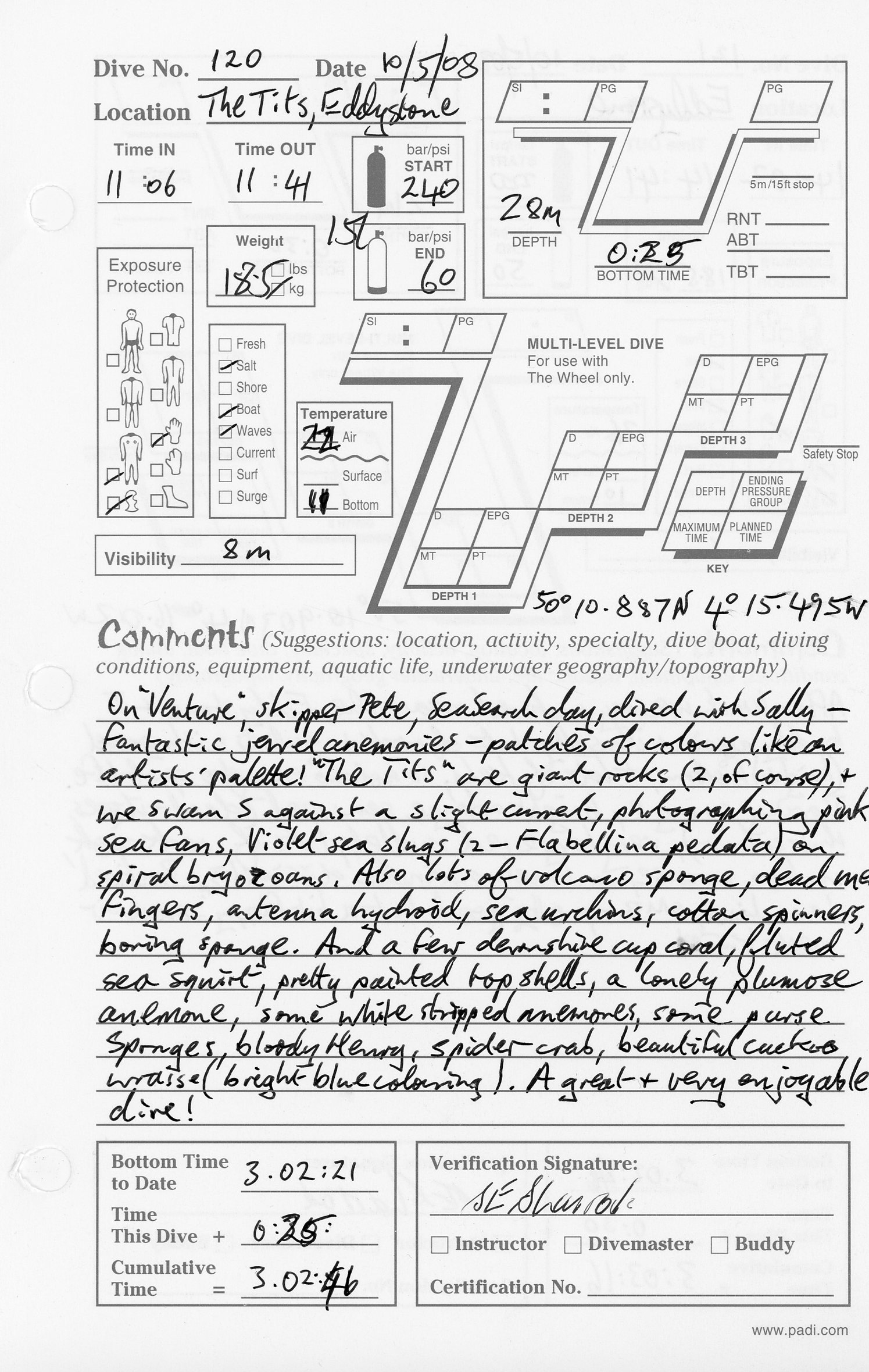 Dive 120 log