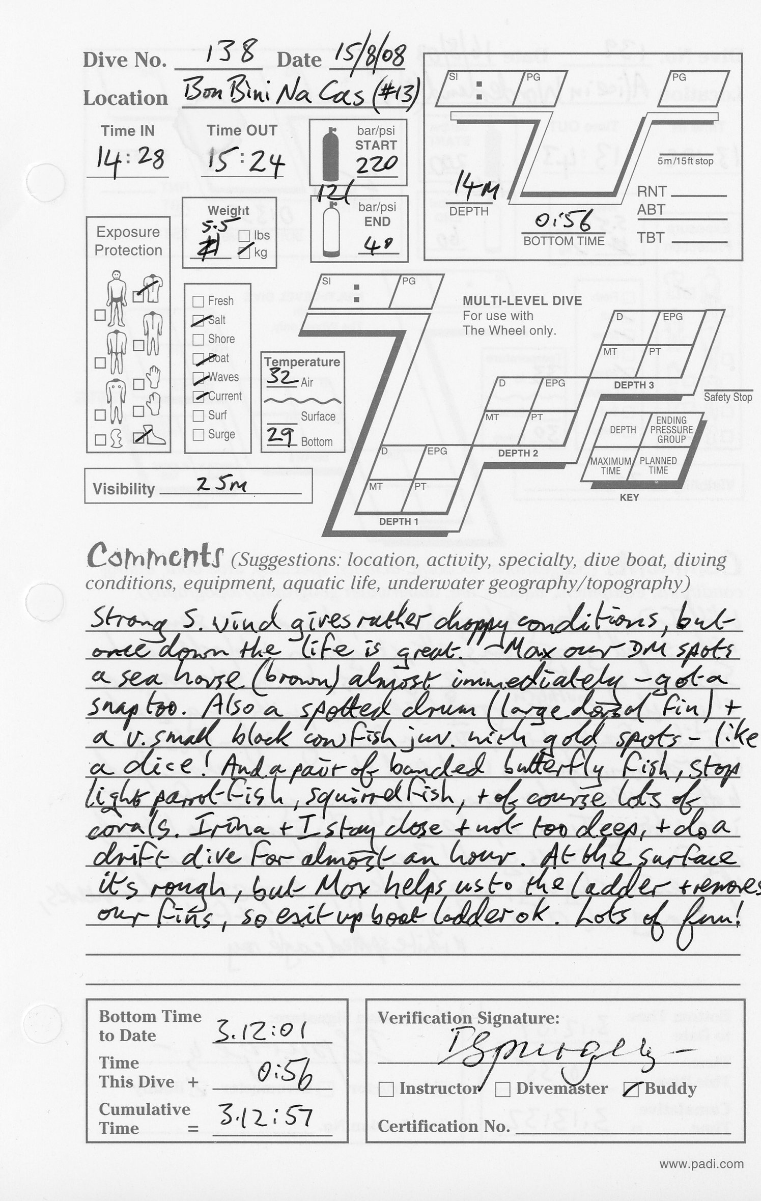 Dive 138 log Dive 138 log