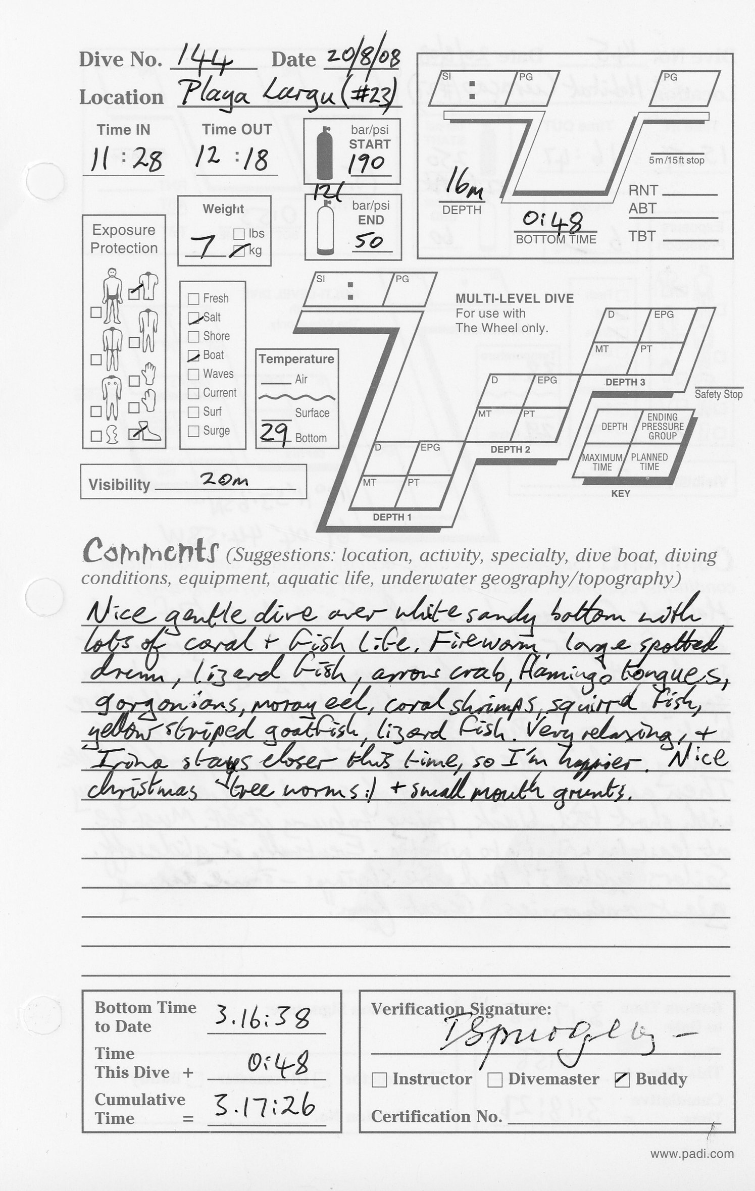 Dive 144 log