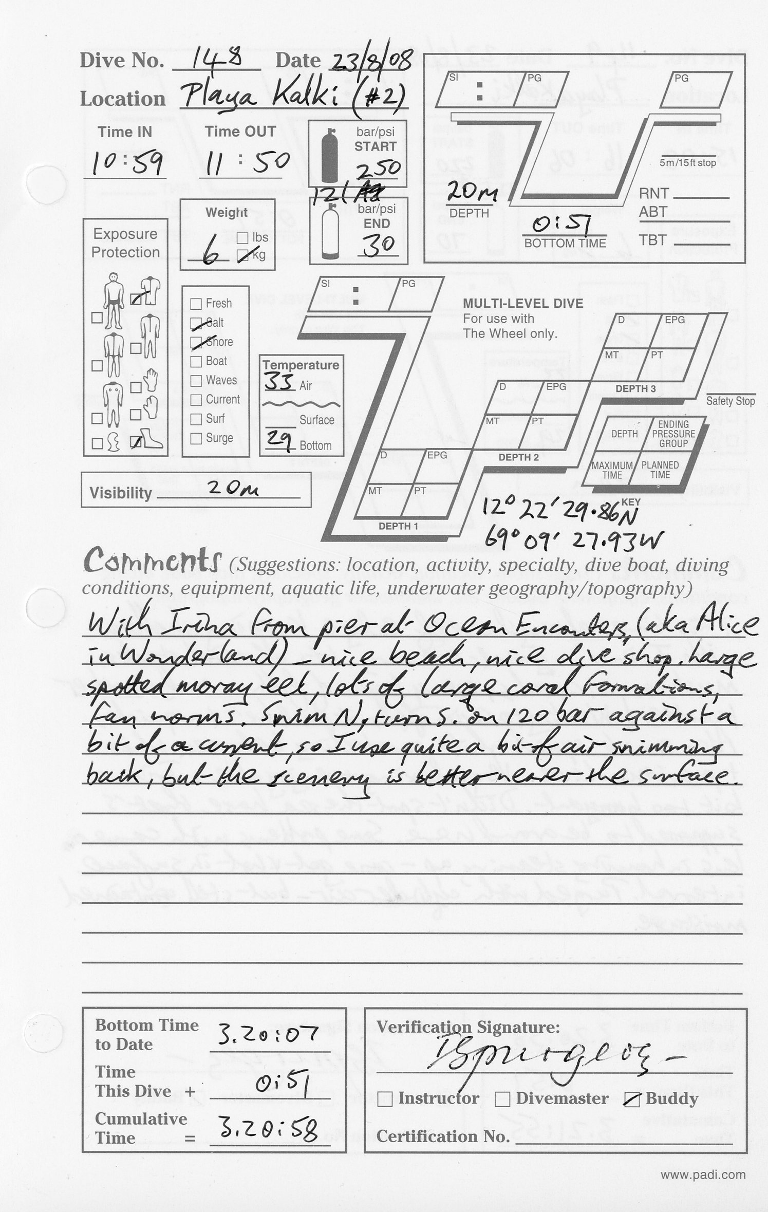 Dive 148 log Dive 148 log