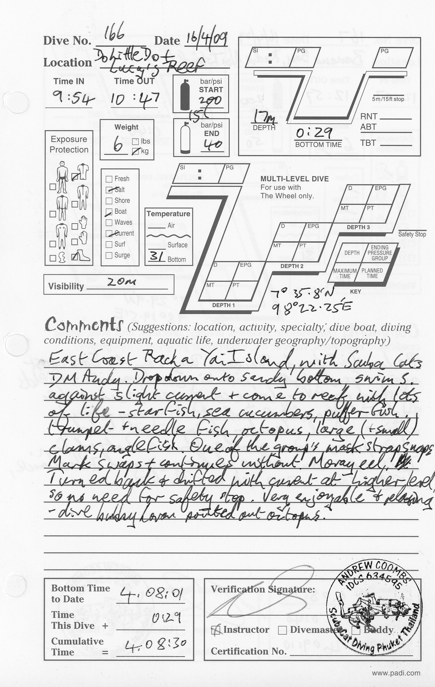 Dive 166 log