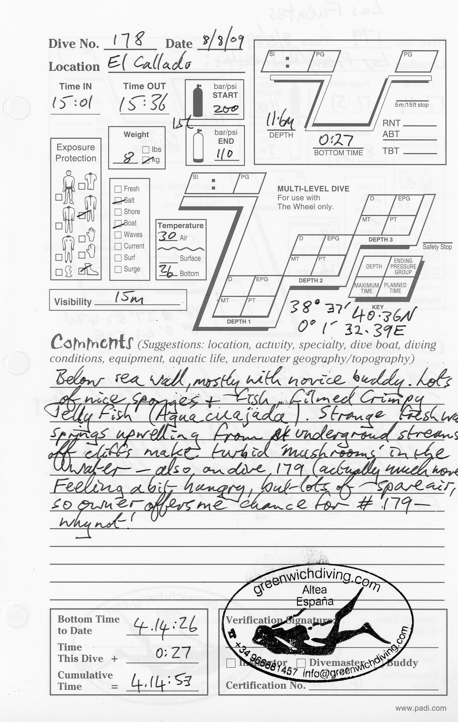 Dive 178 log
