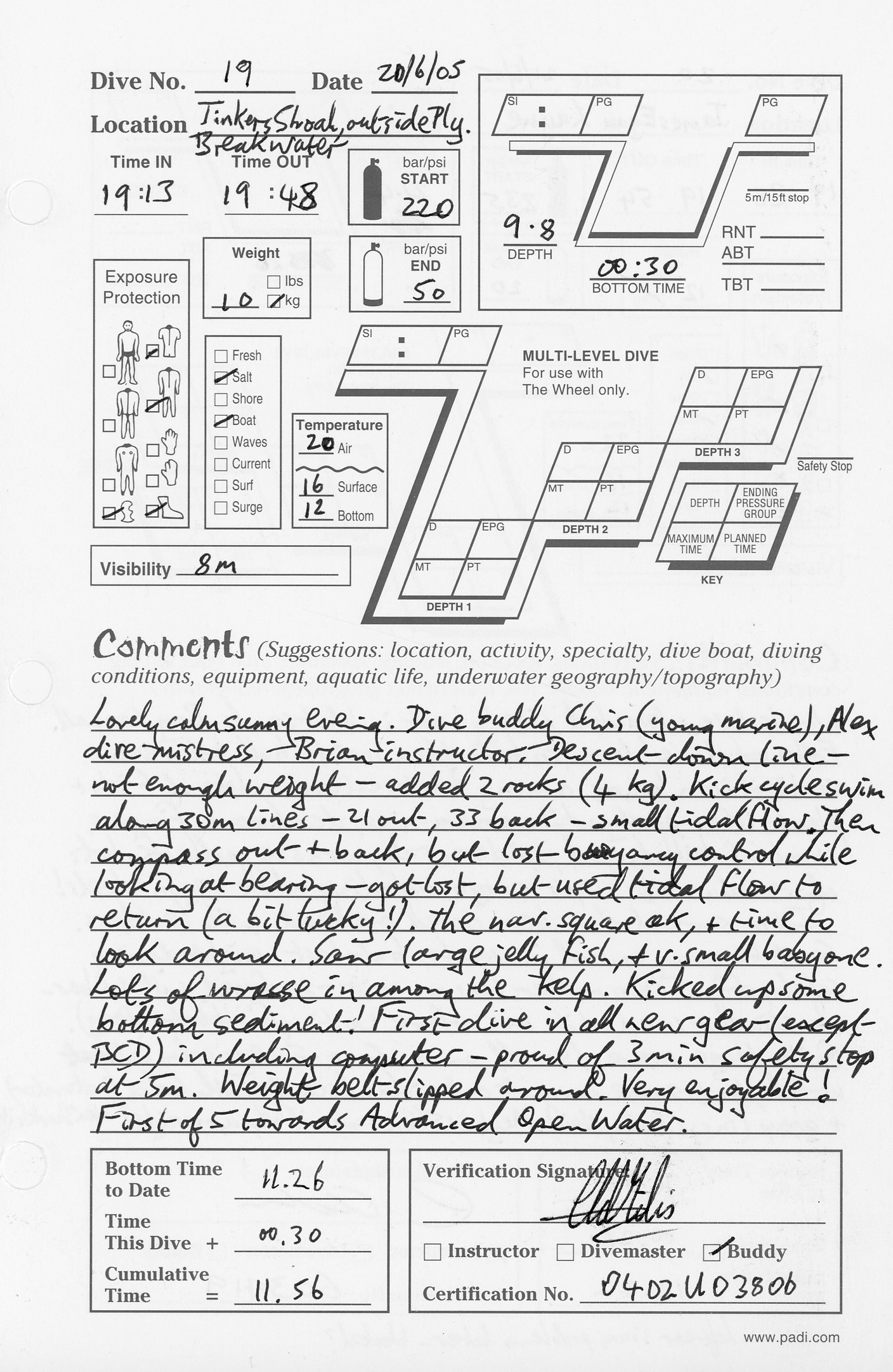 Dive 19 log