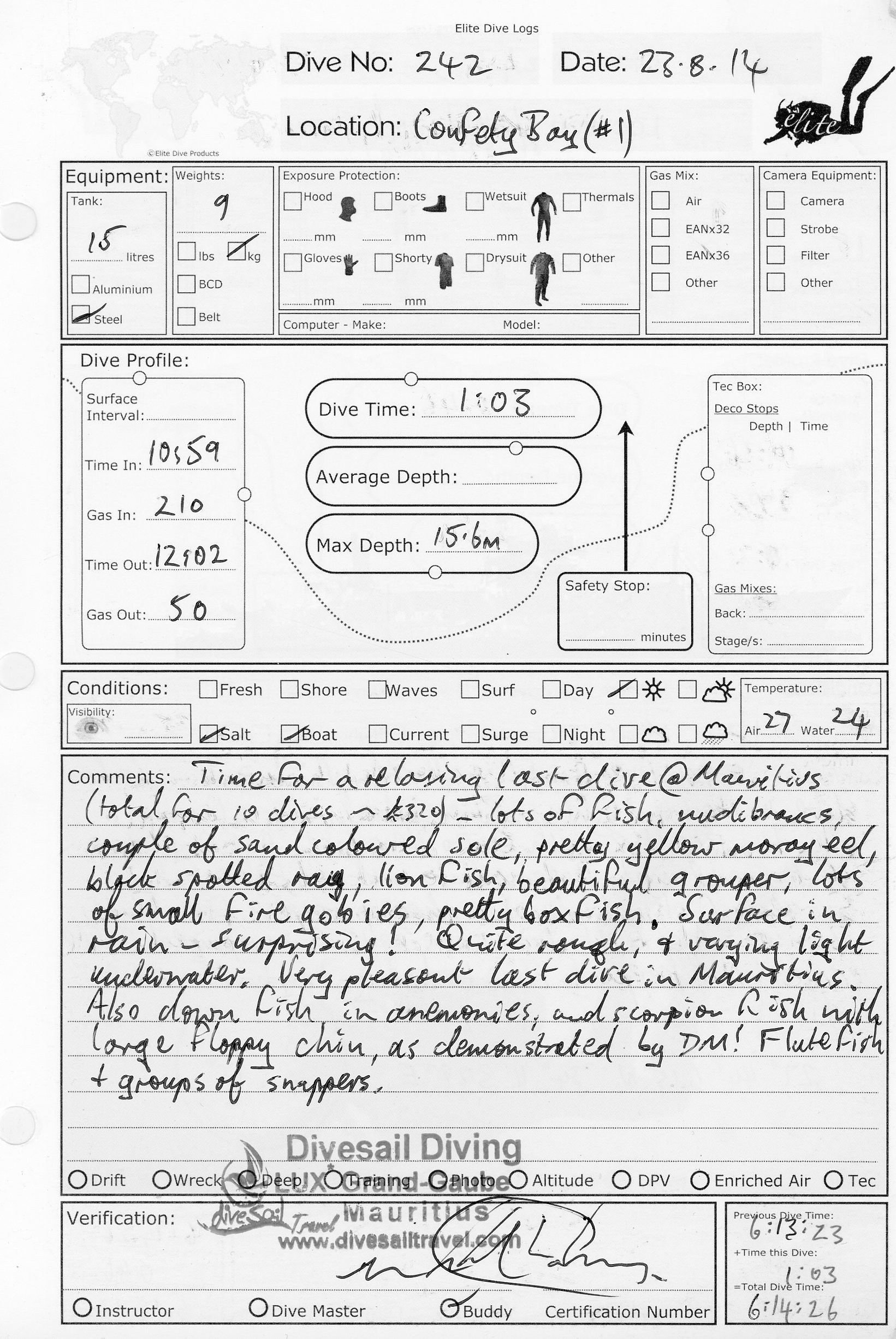 Dive 242 log Dive 242 log
