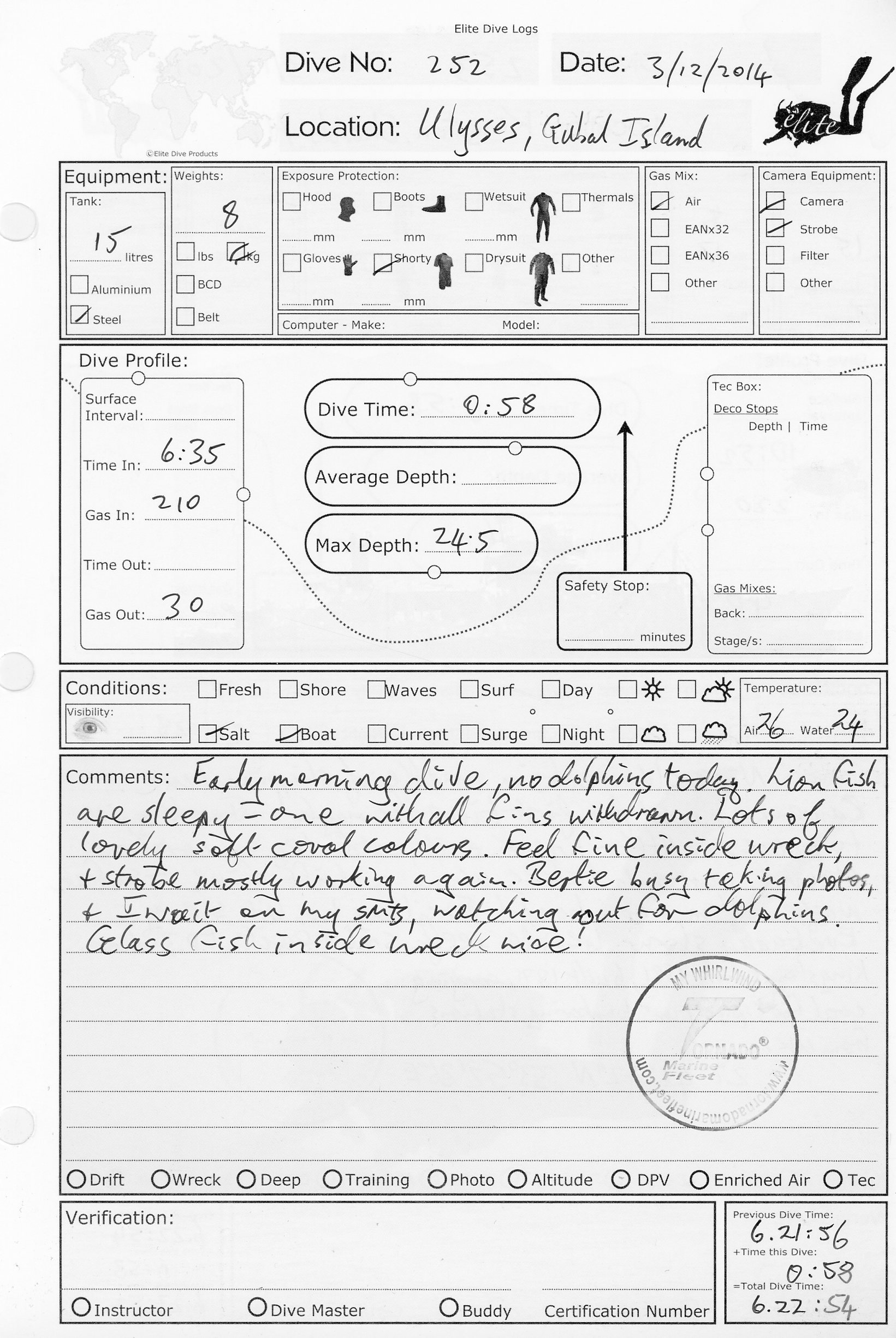 Dive 252 log