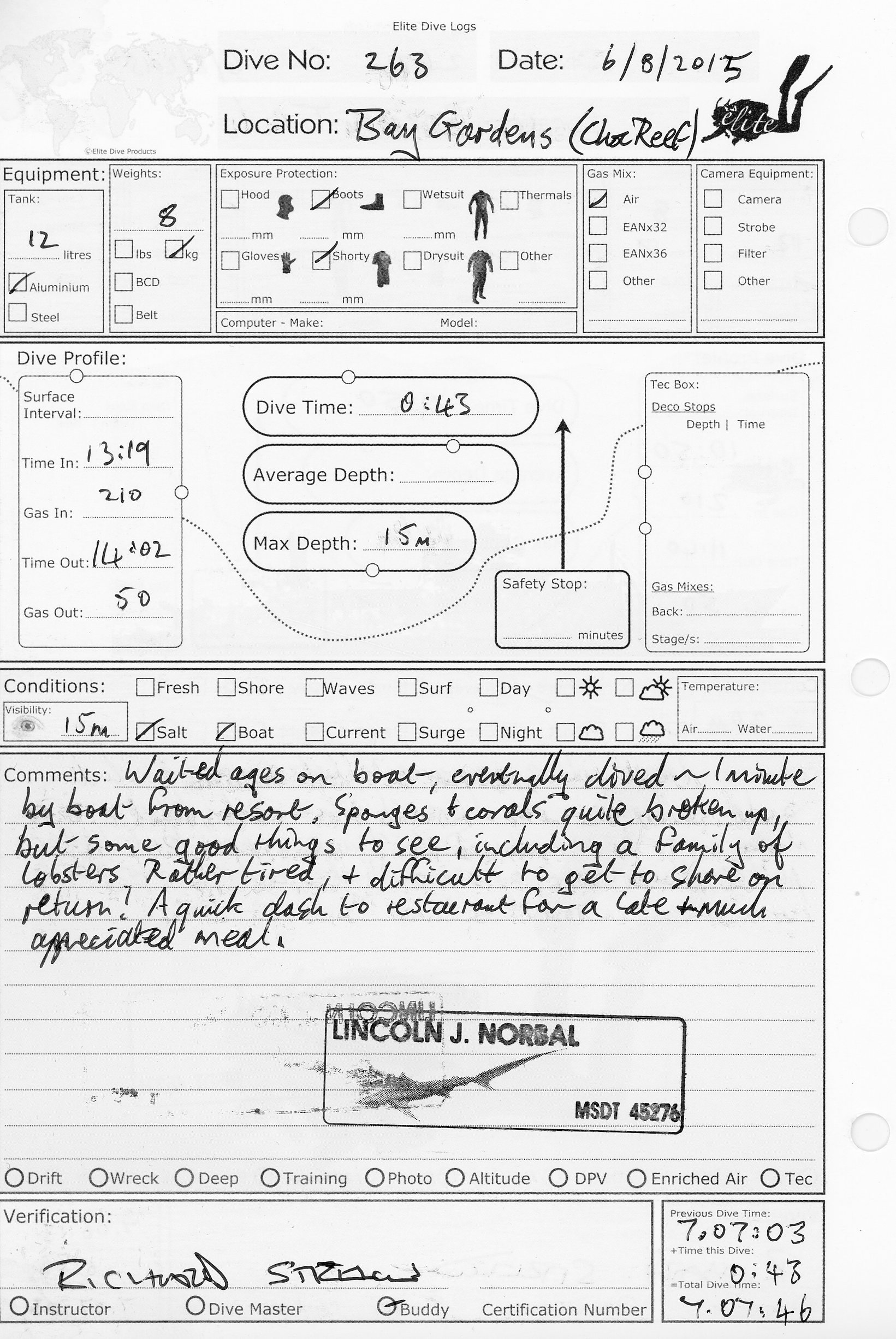 Dive 263 log