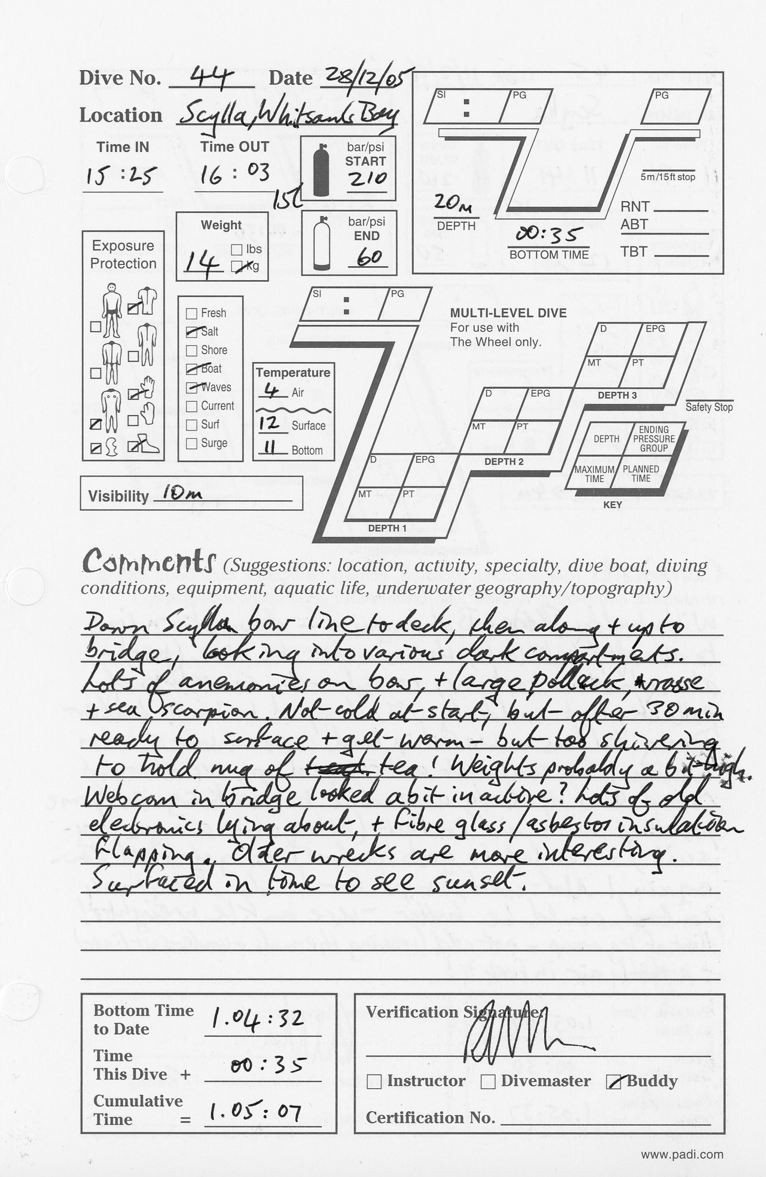 Dive 44 log