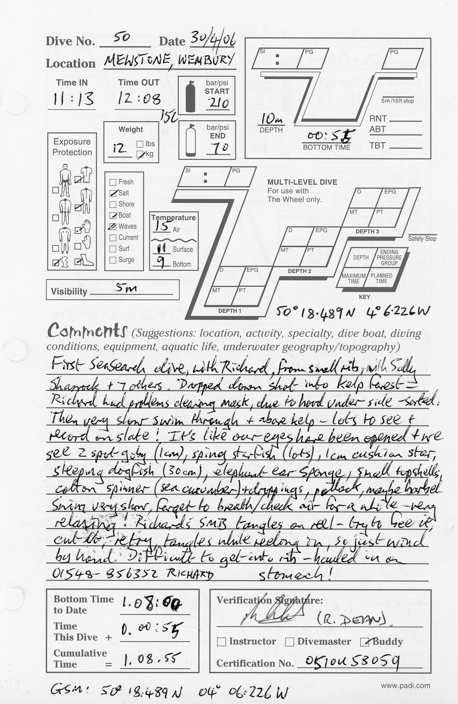 Dive 50 log
