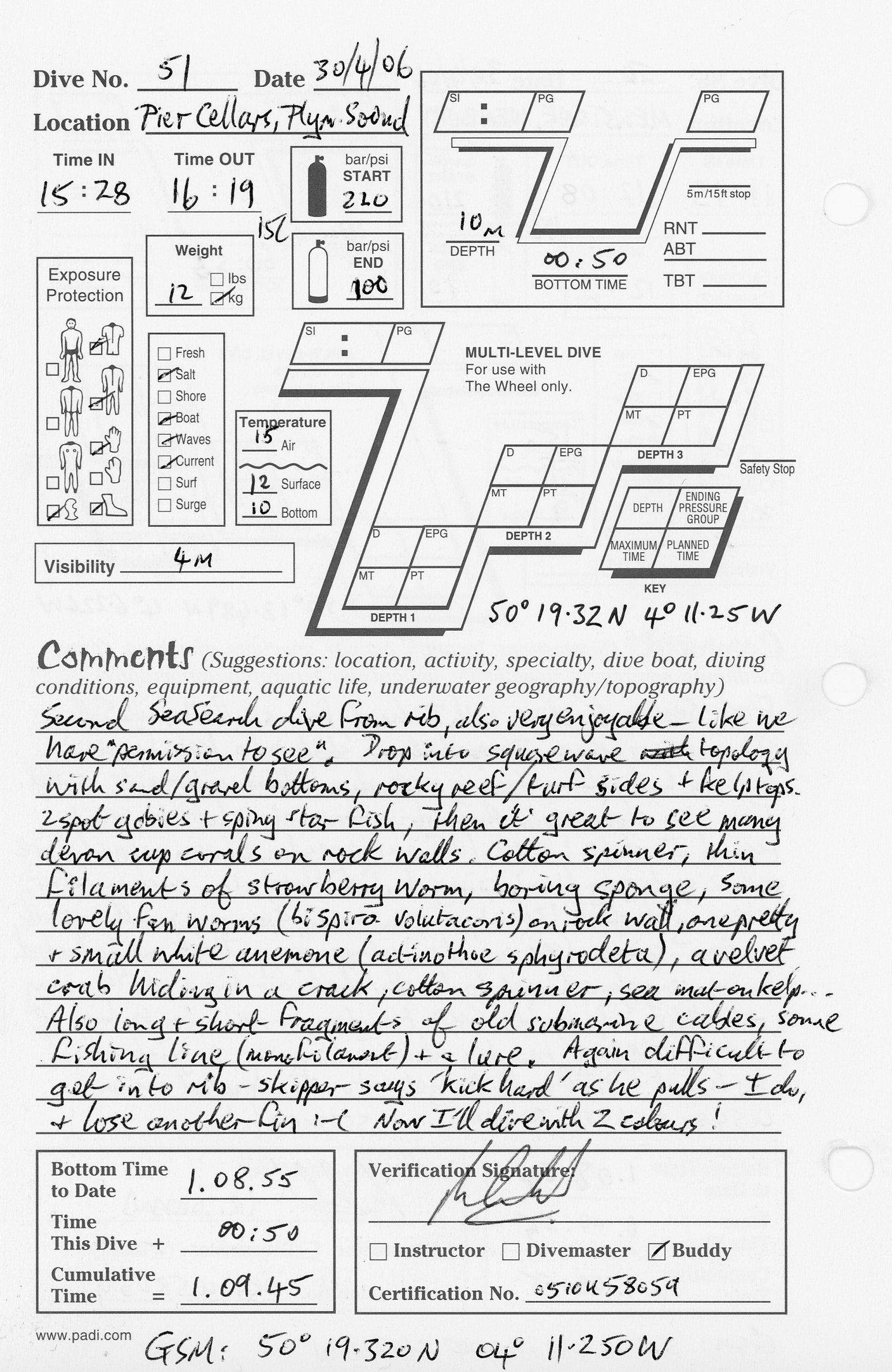Dive 51 log Dive 51 log
