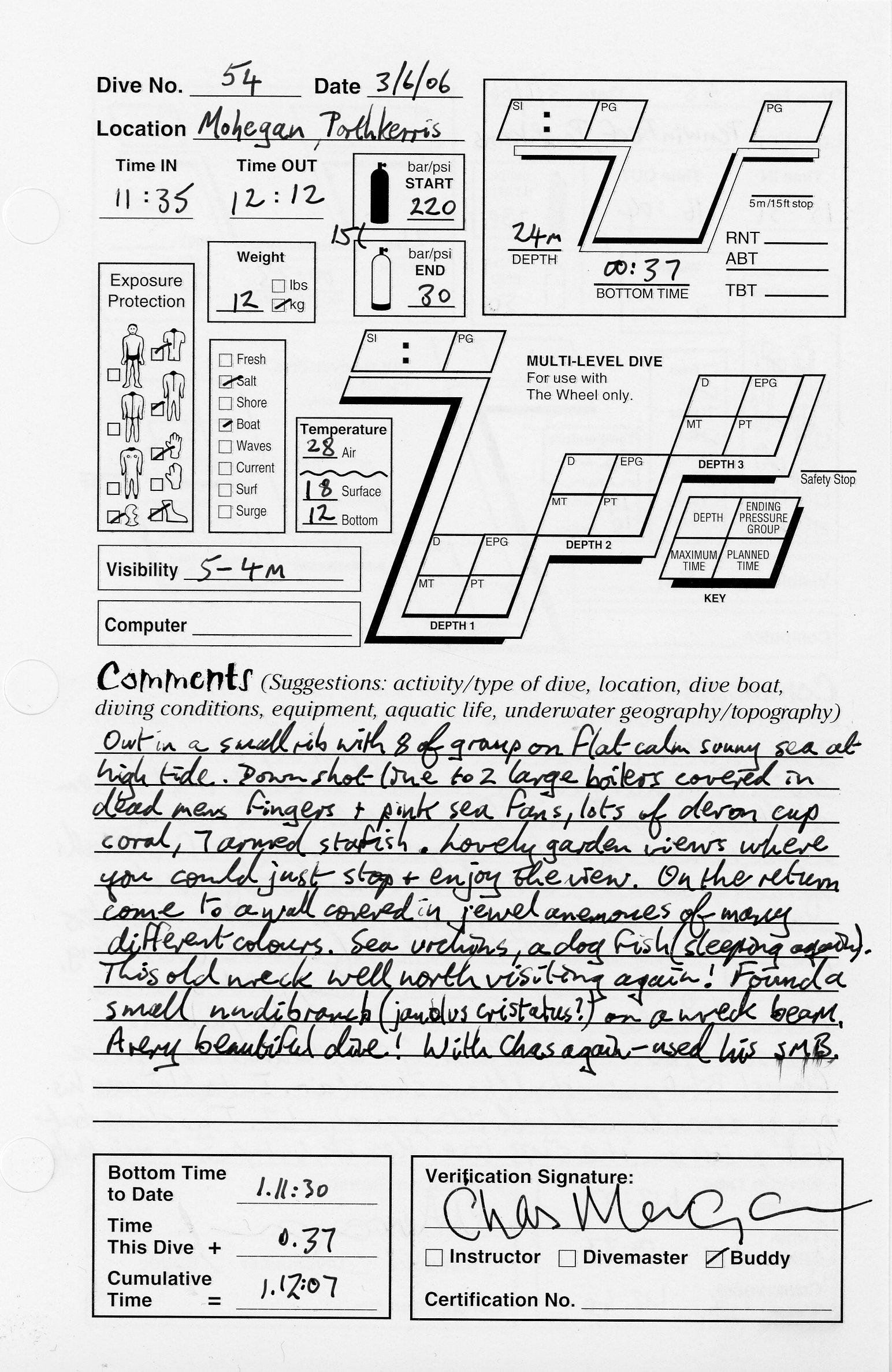 Dive 54 log Dive 54 log