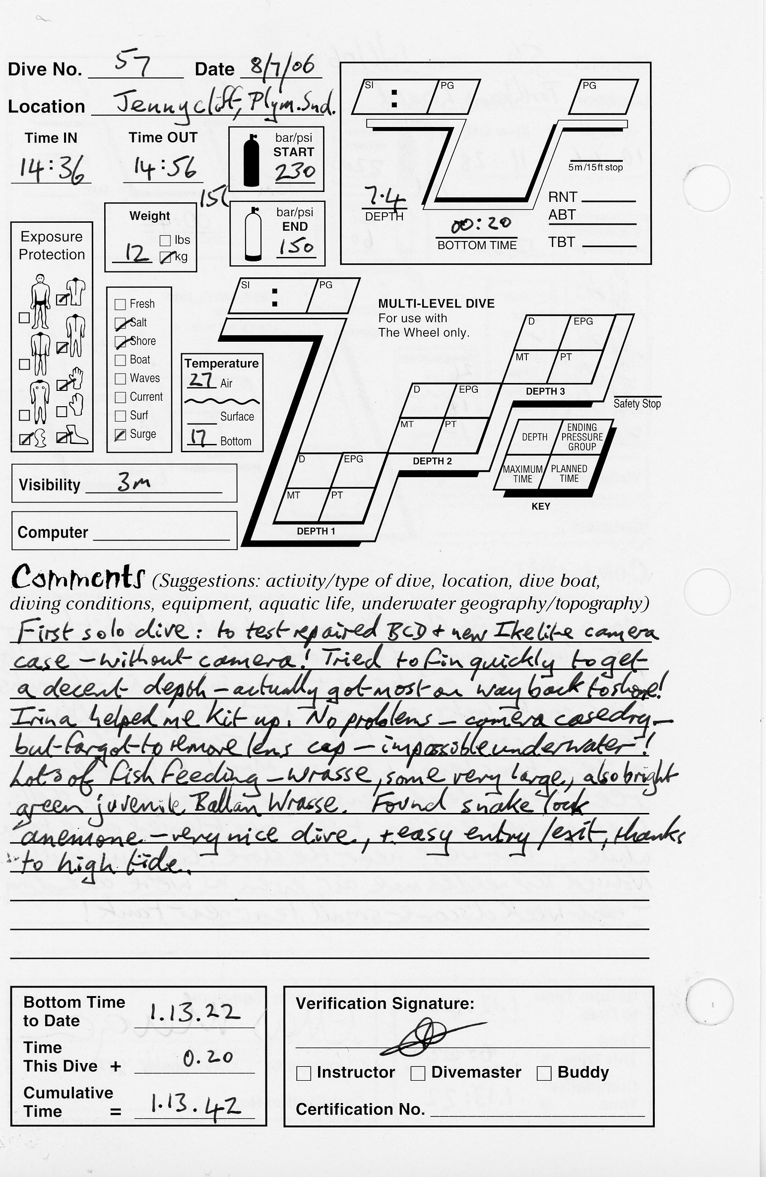 Dive 57 log Dive 57 log