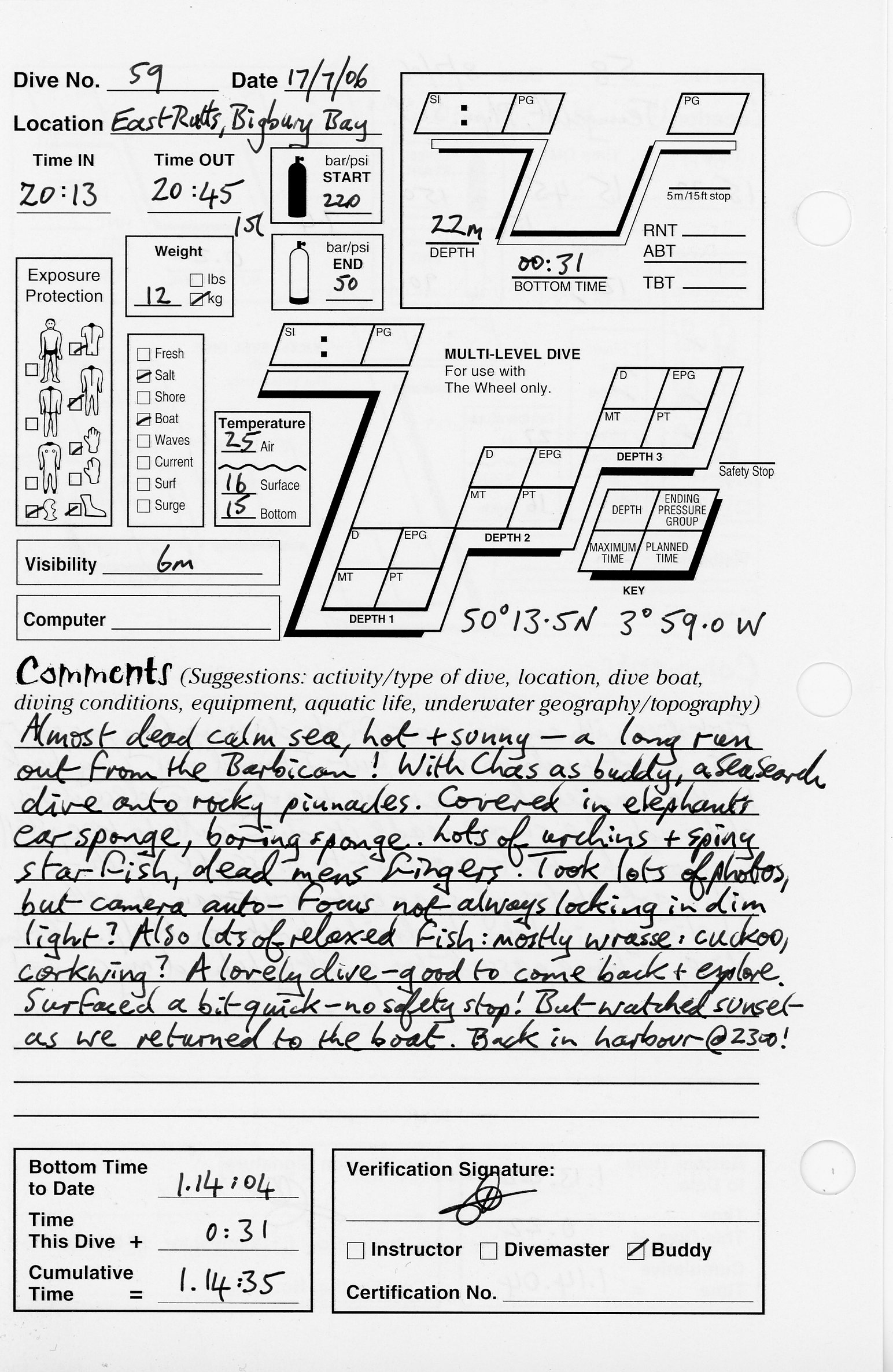 Dive 59 log