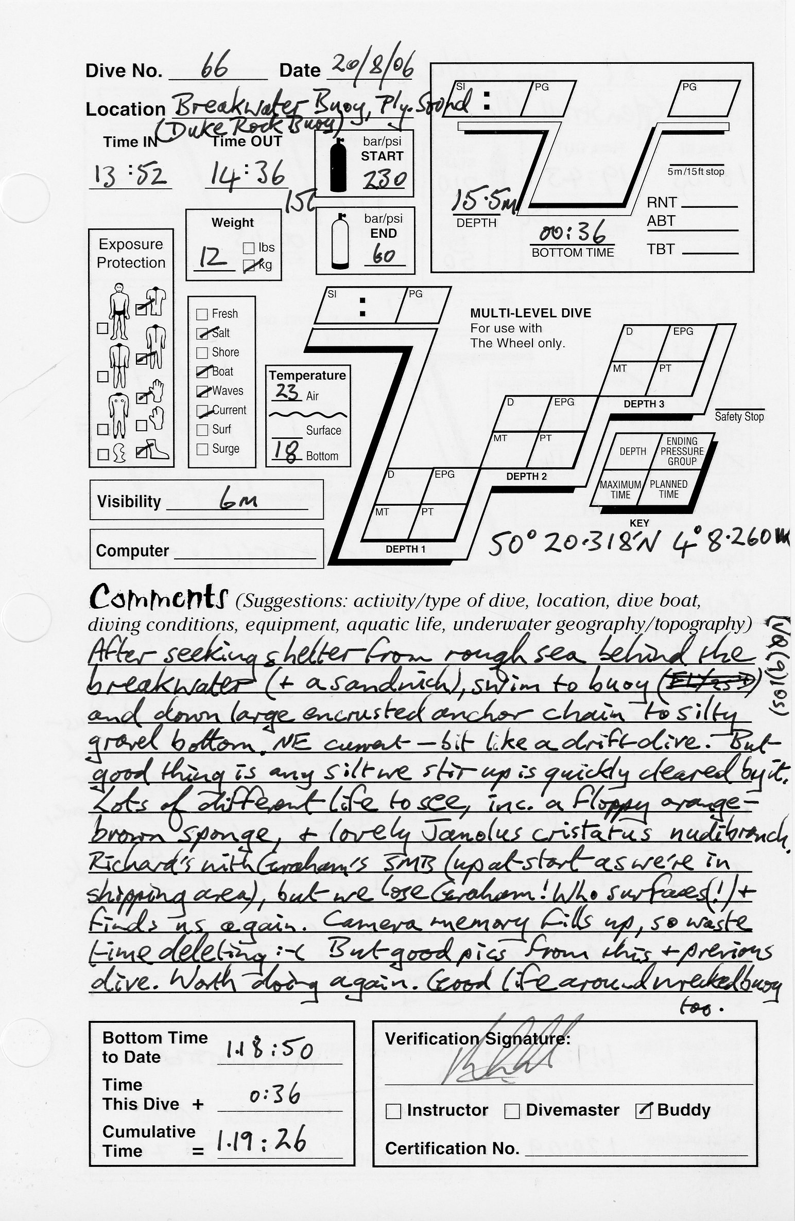Dive 66 log