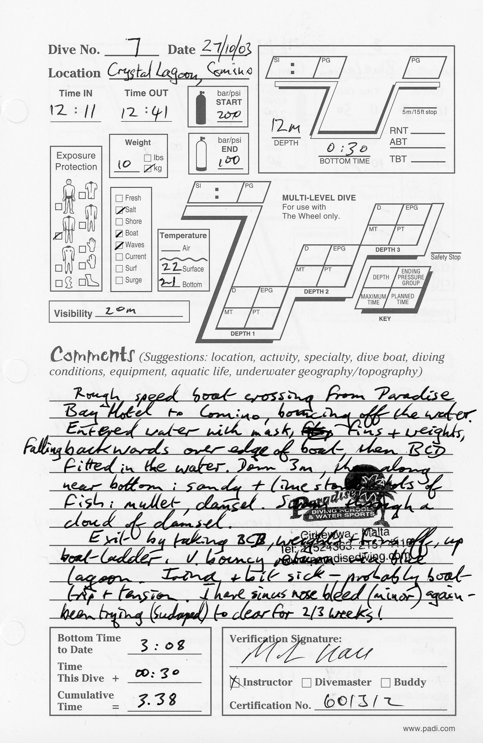 Dive 7 log
