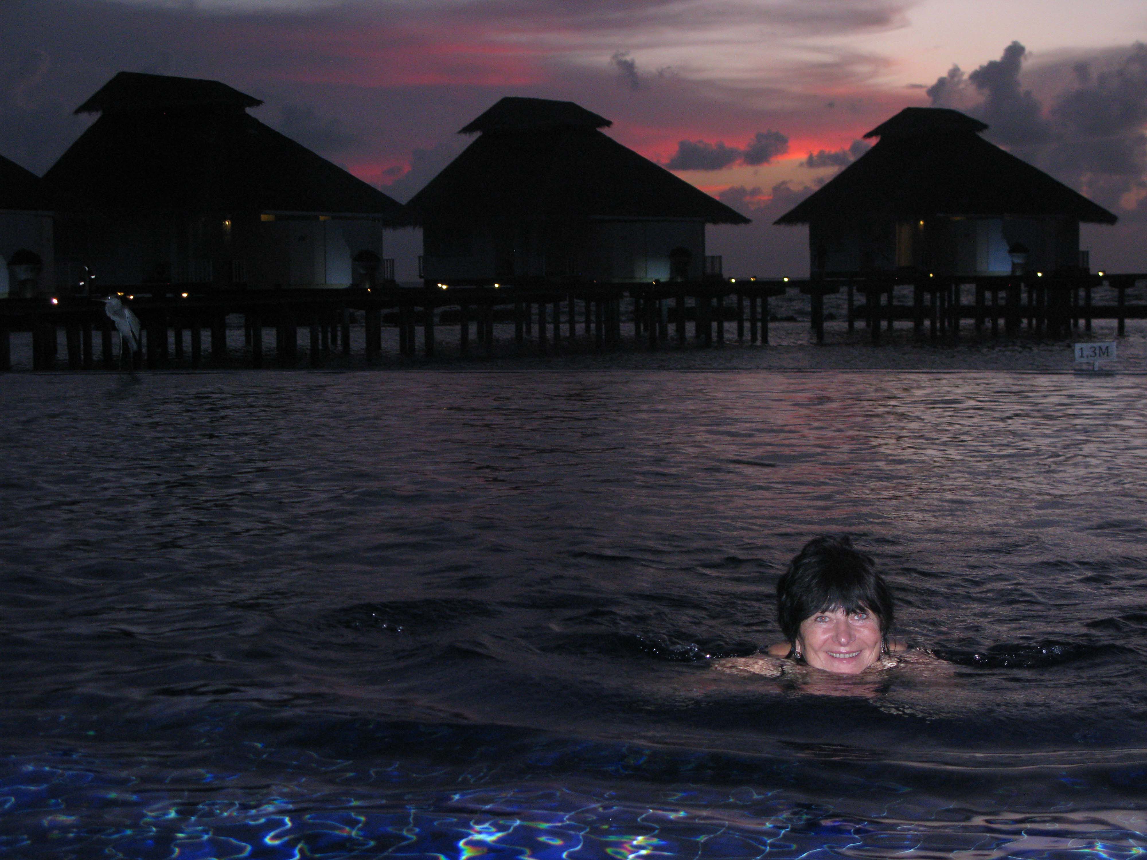 Irina in the lagoon at sunset