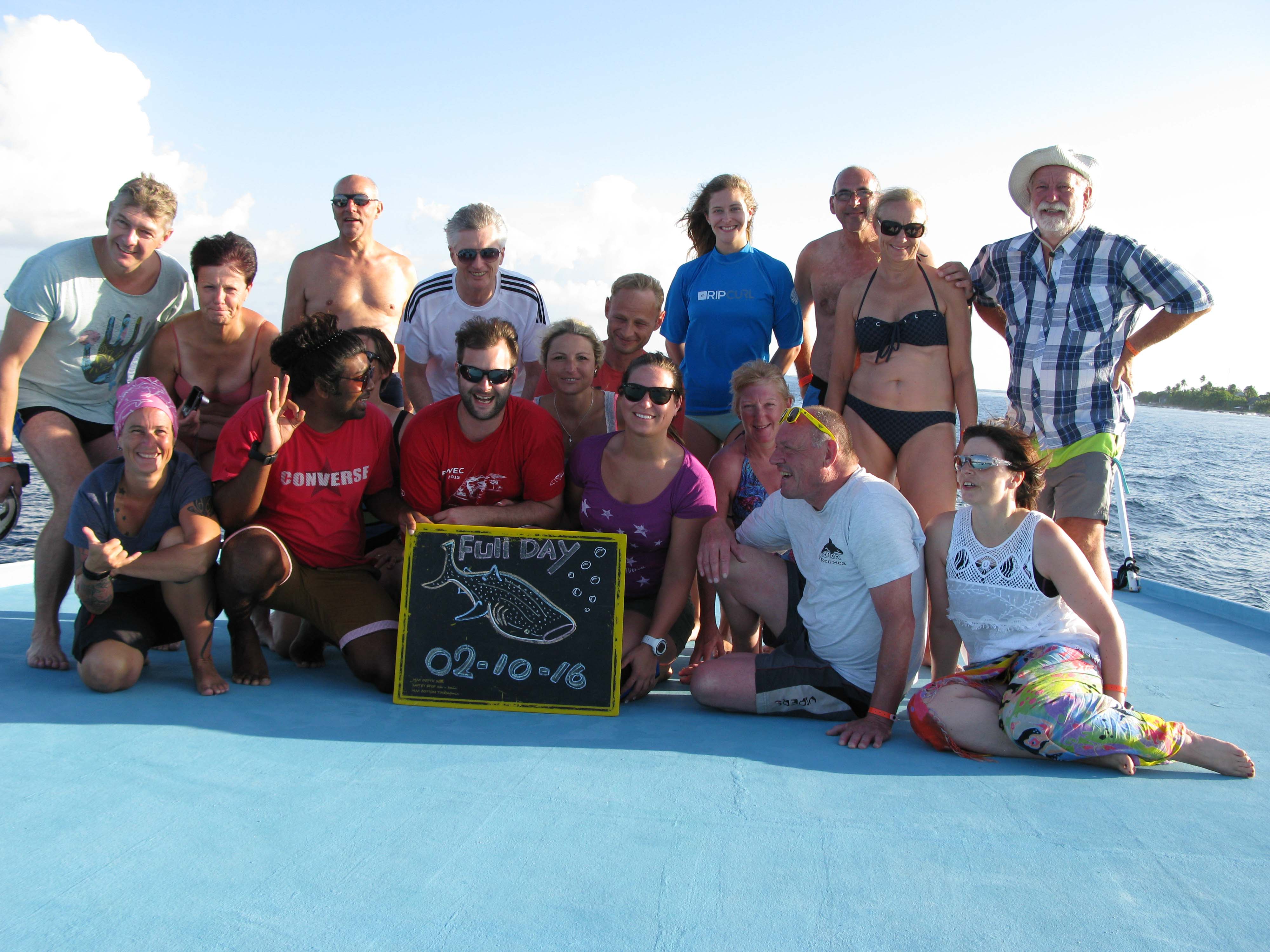 Happy whale shark divers